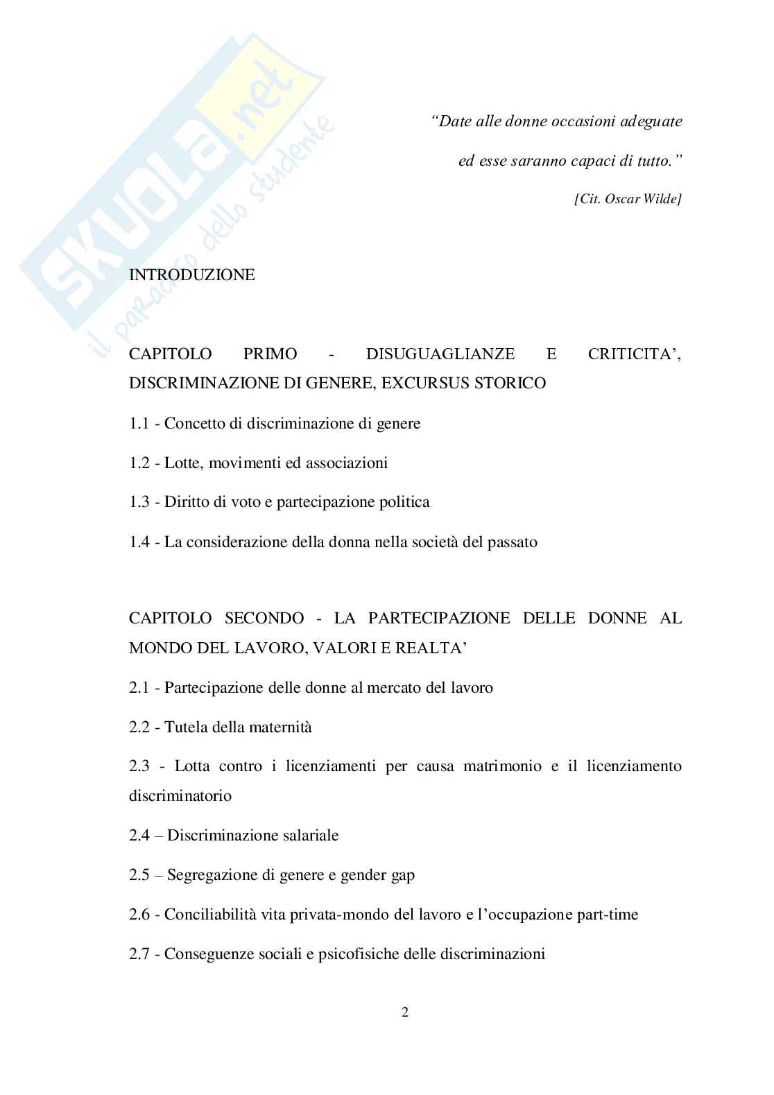 Disuguaglianze sociali - Discriminazione di genere nel mercato del lavoro Pag. 2