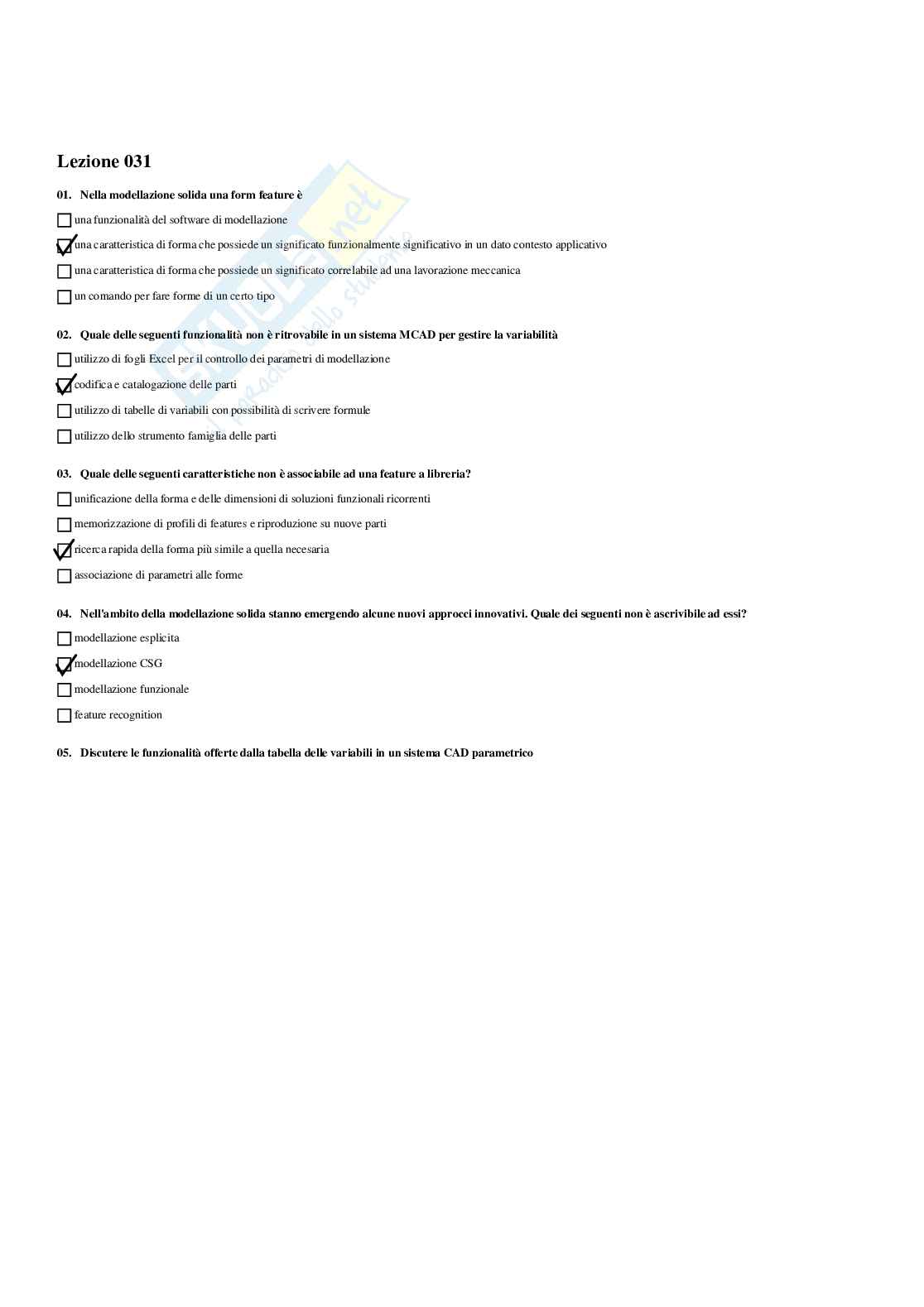 Paniere computer aided design (CAD)  - risposte multiple Pag. 31