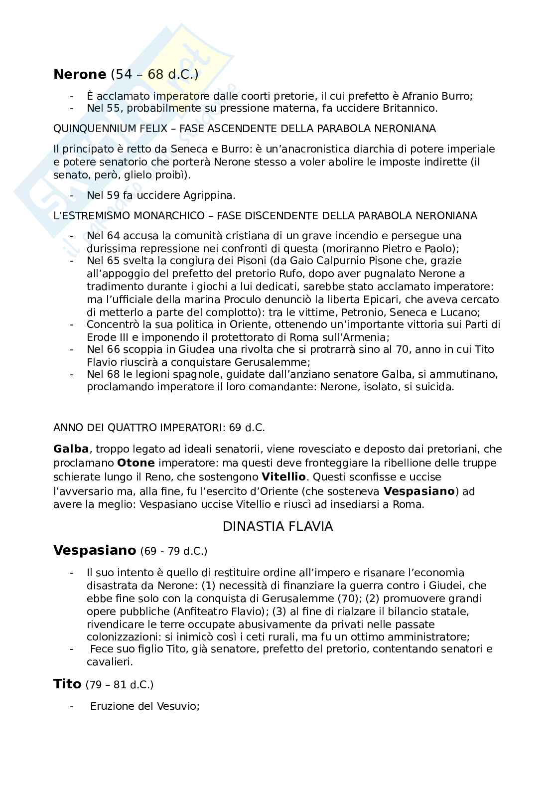 Storia romana - L'impero da Nerone a Teodosio Pag. 1