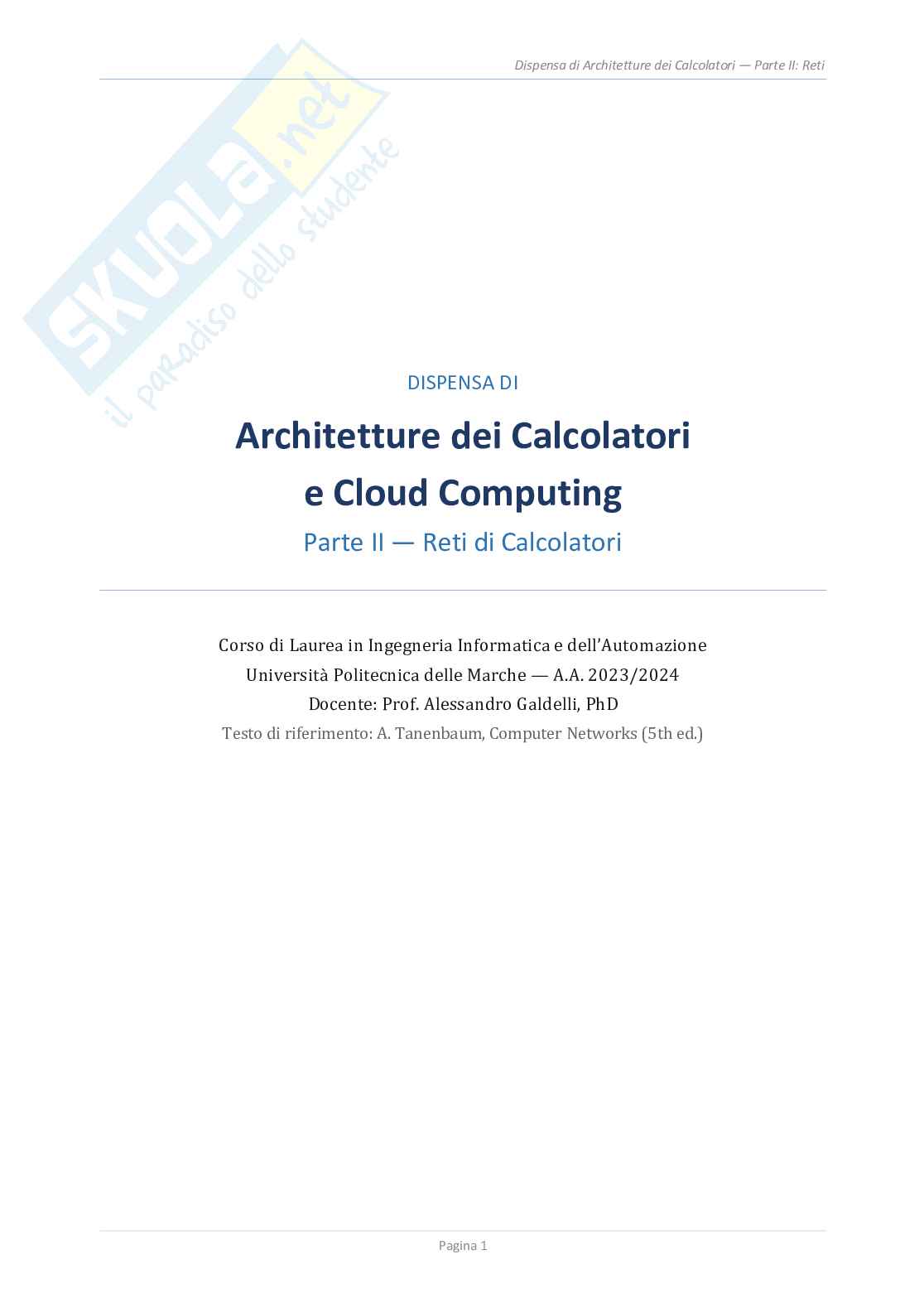 Schemi Architetture dei calcolatori e cloud computing Pag. 36