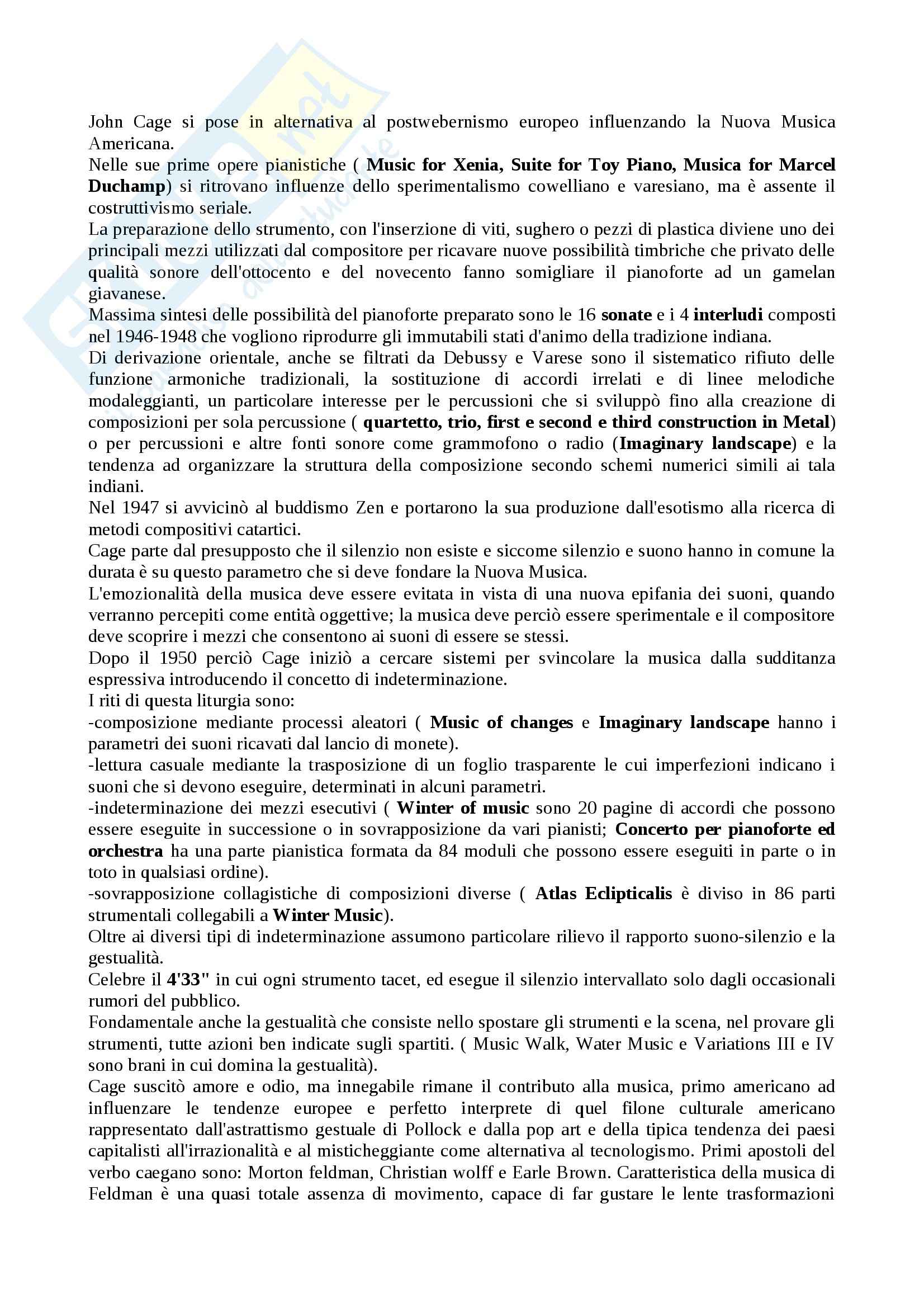 Riassunto esame Storia della musica moderna, prof. Bernasconi, libro consigliato Il Novecento dell'Europa orientale e negli Stati Uniti, Vinay Pag. 21