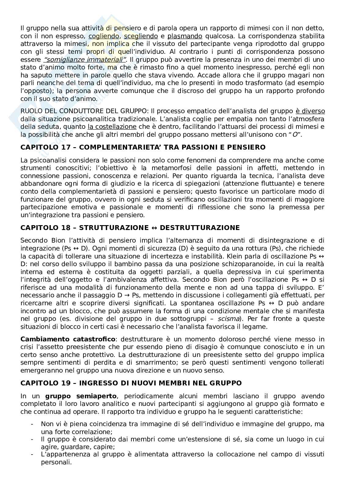 Riassunto esame Diagnosi Psicoanalitica, prof. Marogna, libri consigliati: Gruppo, Neri e Teoria e pratica della psicoterapia di gruppo, Yalom Pag. 56