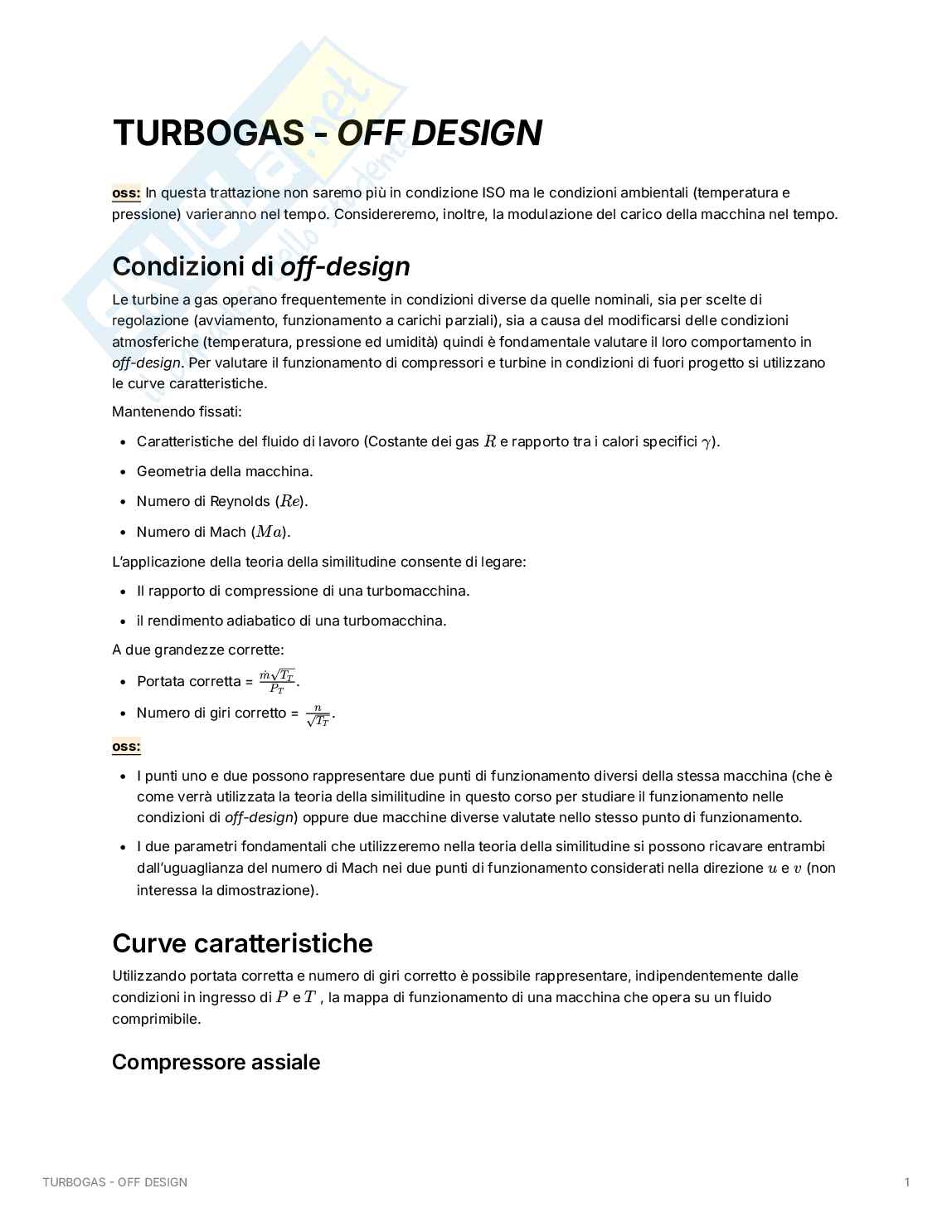 Appunti di Sistemi avanzati per l'energia e l'ambiente sull'off-design di TG, TV e cicli combinati Pag. 2