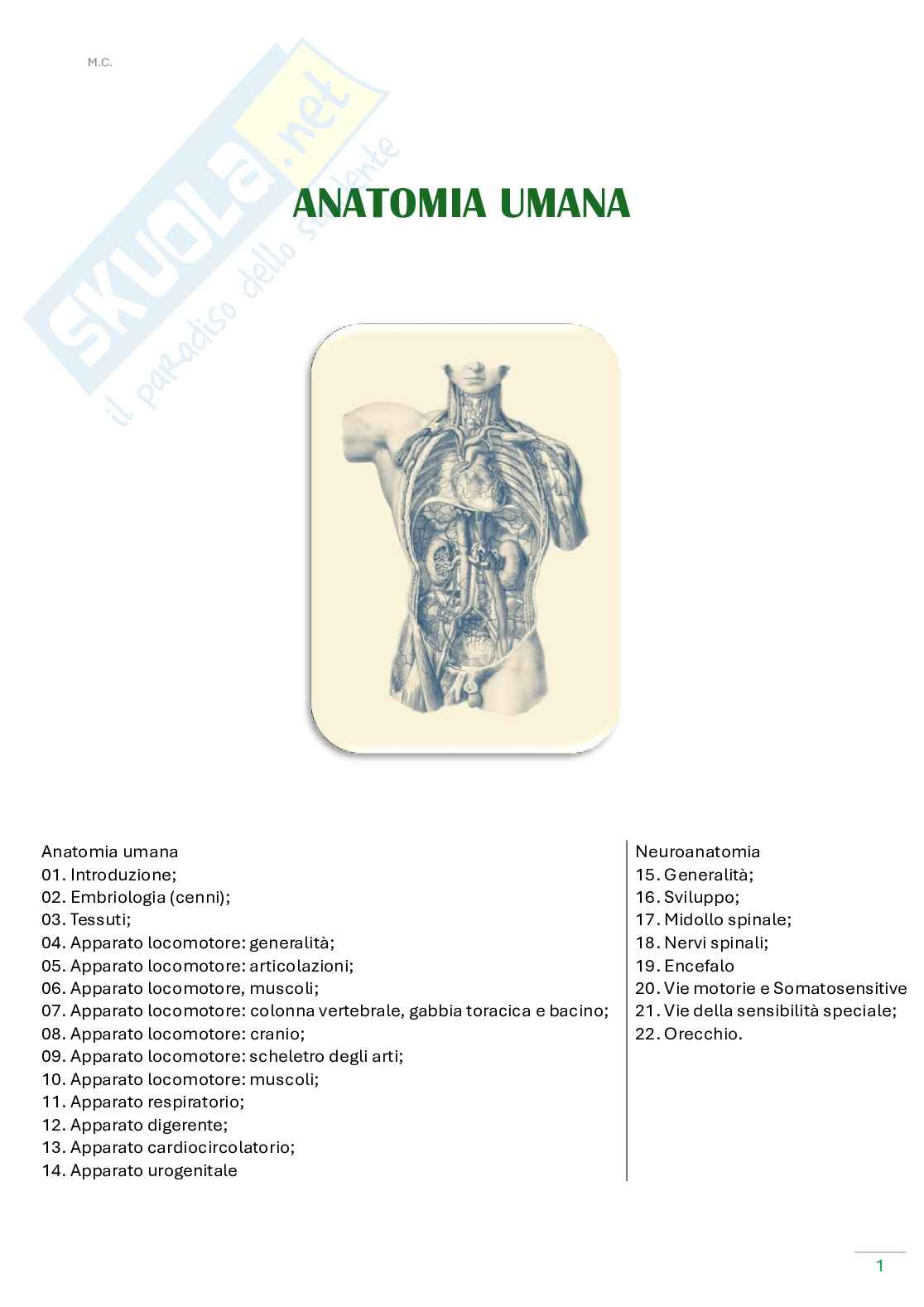 Anatomia umana  Pag. 1