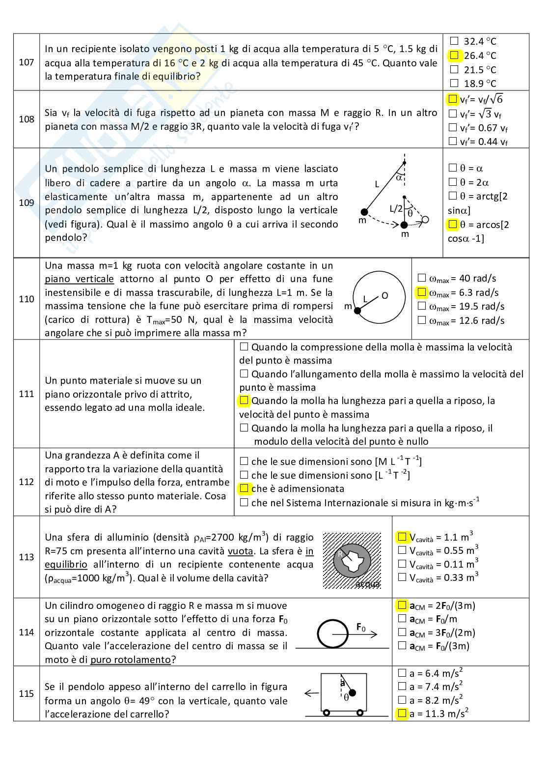 Quiz con relative soluzioni Fisica 1 Pag. 11