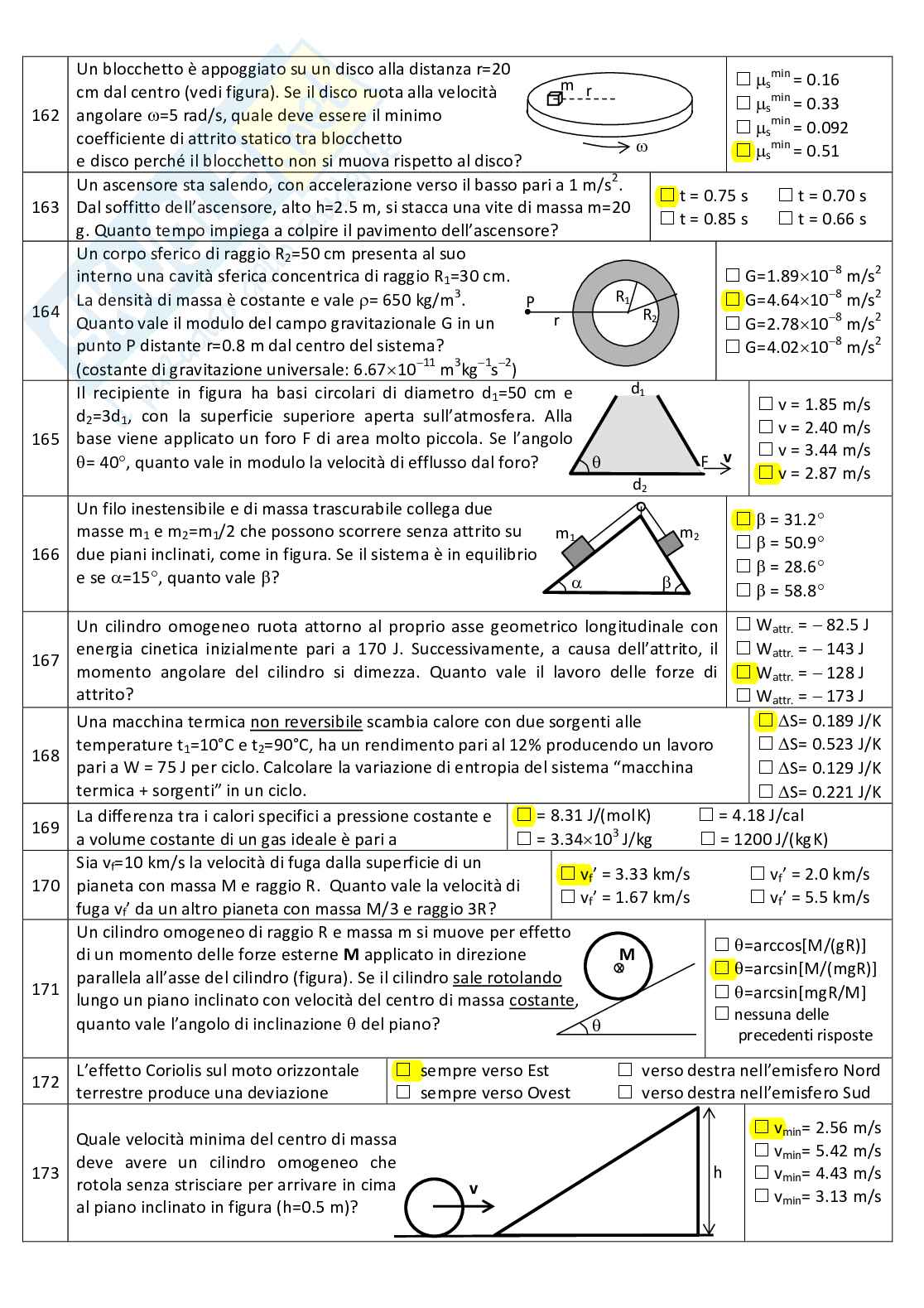 Quiz con relative soluzioni Fisica 1 Pag. 16