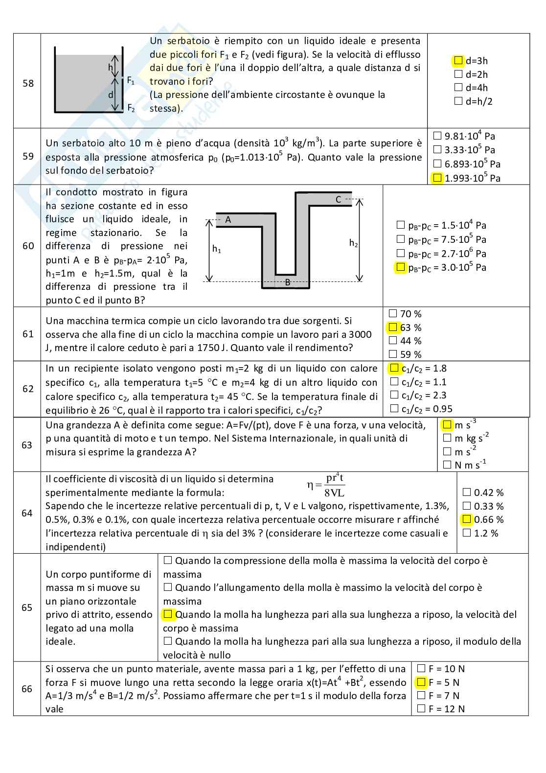 Quiz con relative soluzioni Fisica 1 Pag. 6