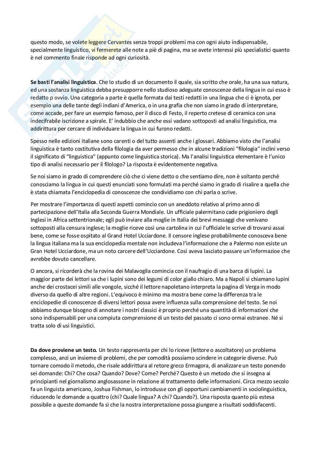 Riassunto esame Filologia, Prof. Lalomia Gaetano, libro consigliato Prima lezione di filologia, Varvaro Pag. 16