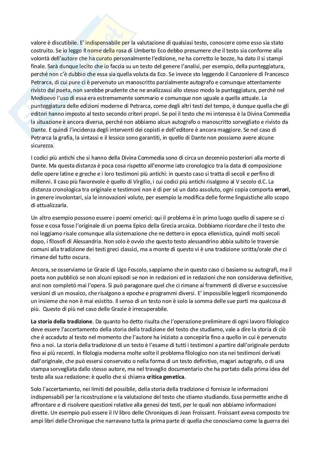 Riassunto esame Filologia, Prof. Lalomia Gaetano, libro consigliato Prima lezione di filologia, Varvaro Pag. 2