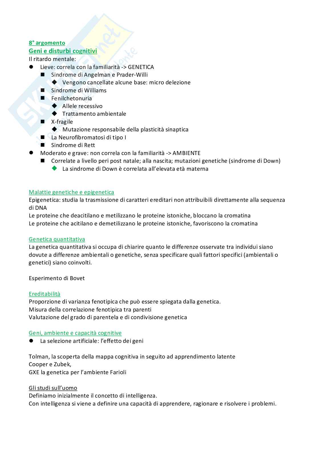 Fondamenti genetici della psicologia Pag. 16