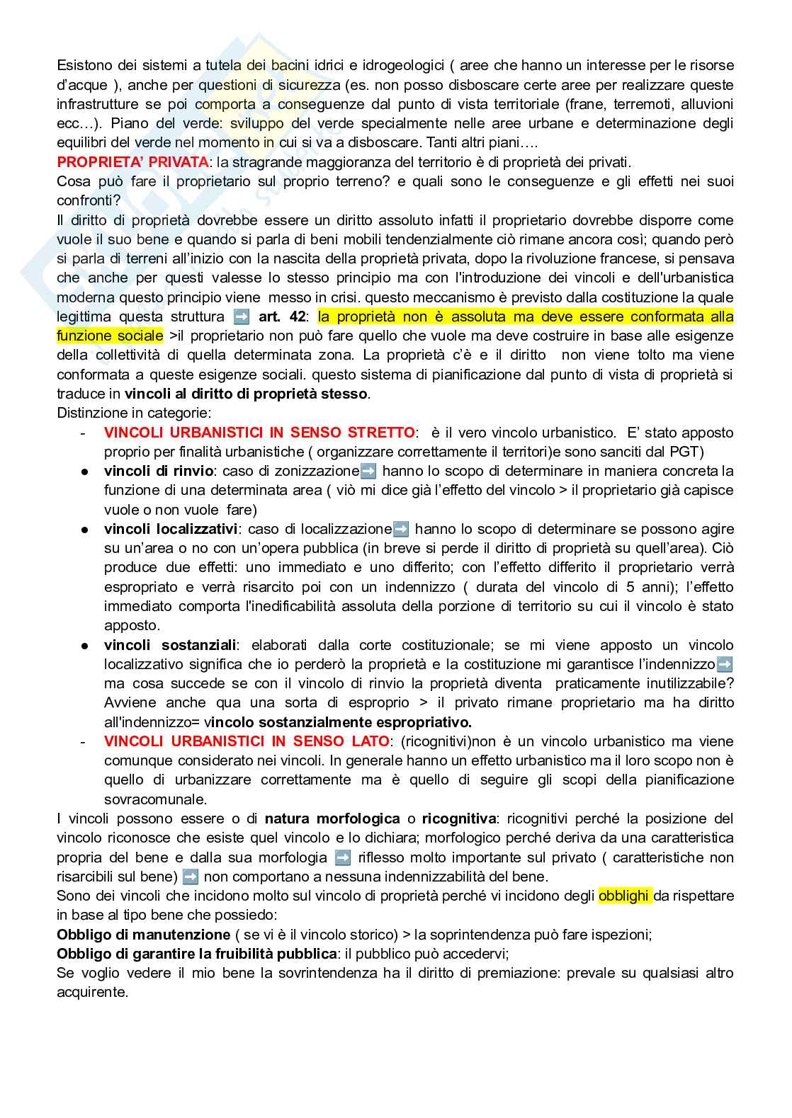 Appunti lezioni Diritto urbanistico e legislazione urbana  Pag. 6