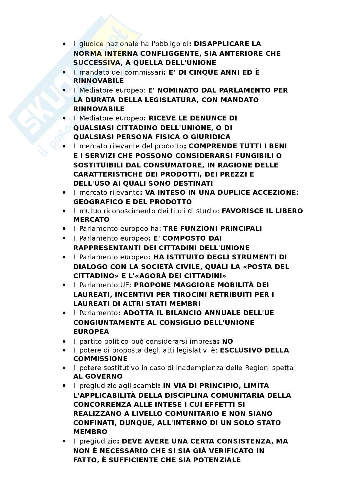 Domande Diritto comunitario. Aggiornato e completo. In ordine Pag. 11