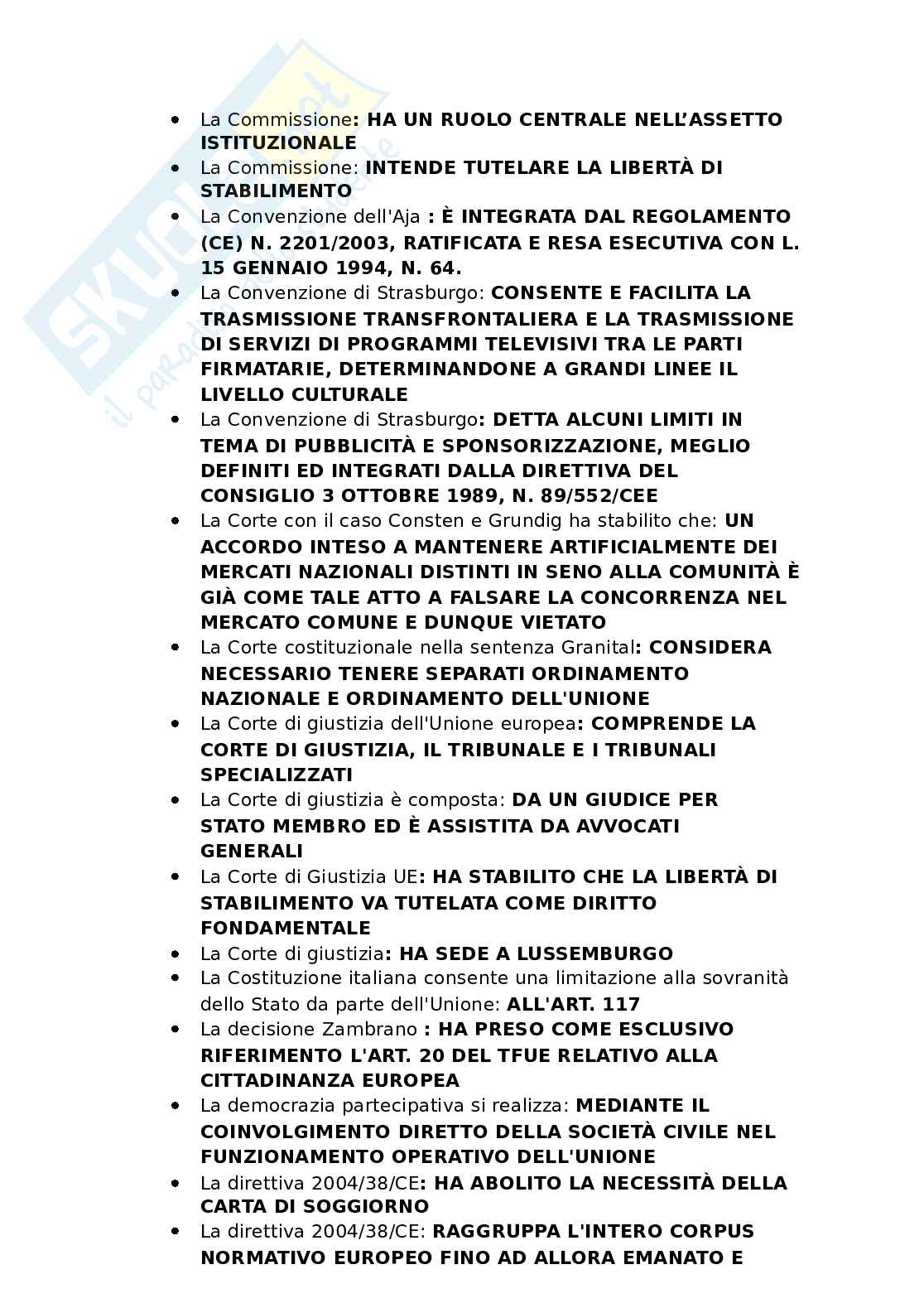 Domande Diritto comunitario. Aggiornato e completo. In ordine Pag. 21