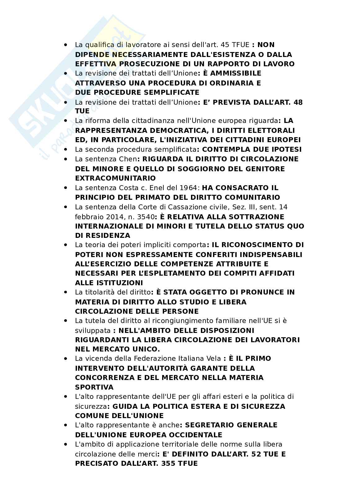 Domande Diritto comunitario. Aggiornato e completo. In ordine Pag. 31