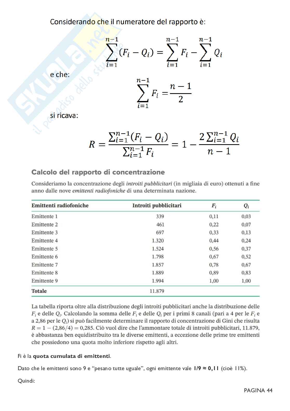 Riassunto esame Statistica, Prof. Pavone Pasquale, libro consigliato Statistica: Metodologie per le scienze economiche e sociali, Borra Pag. 46