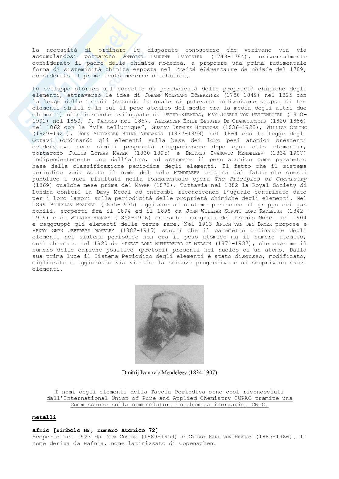 La tavola periodica degli elementi: origine e significato dei nomi Pag. 2