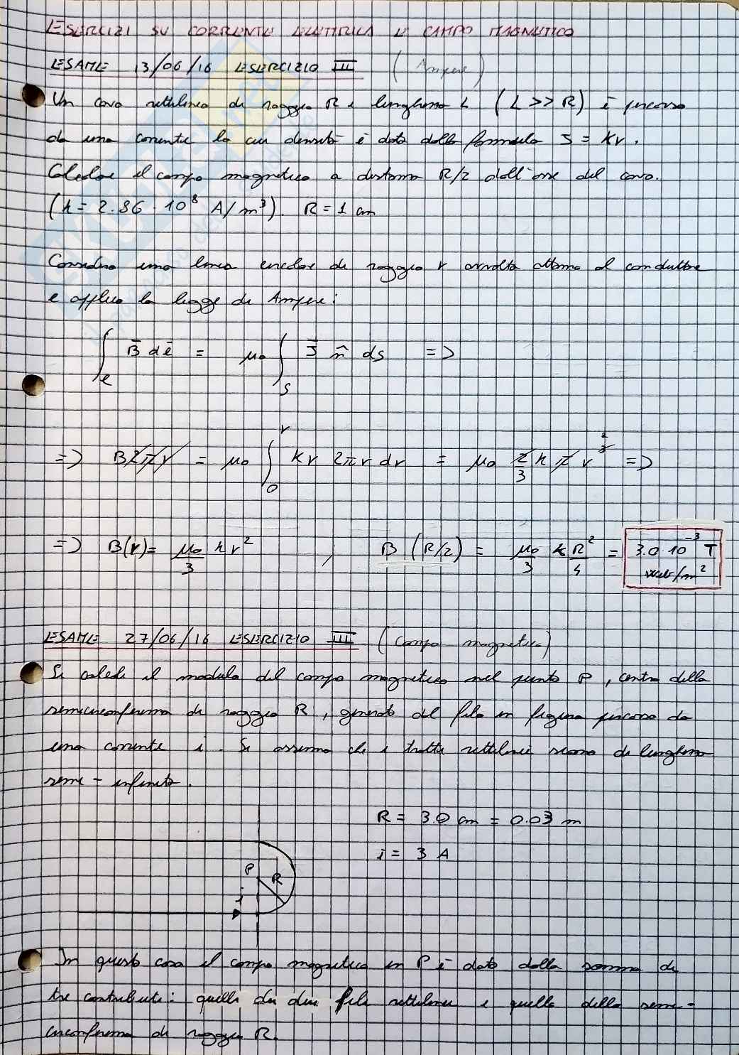 Corrente elettrica e campo magnetico Pag. 1