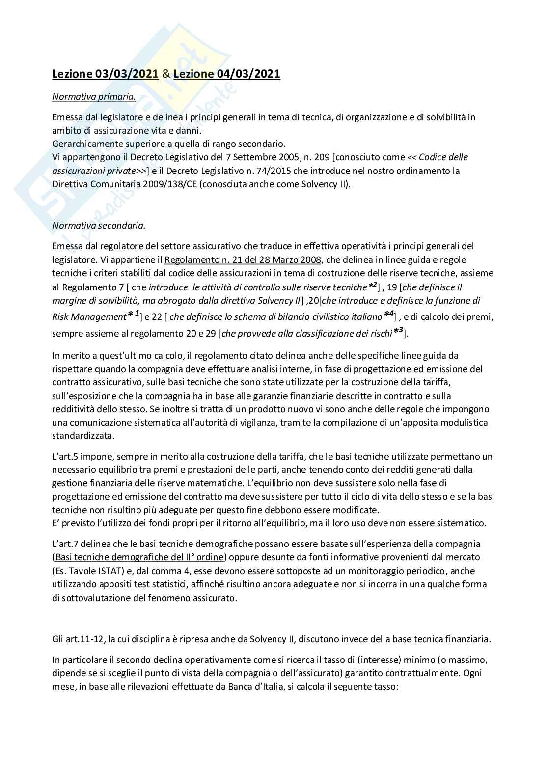 Appunti Tecnica e finanza della assicurazioni ( De Angelis-Sapienza) Pag. 6