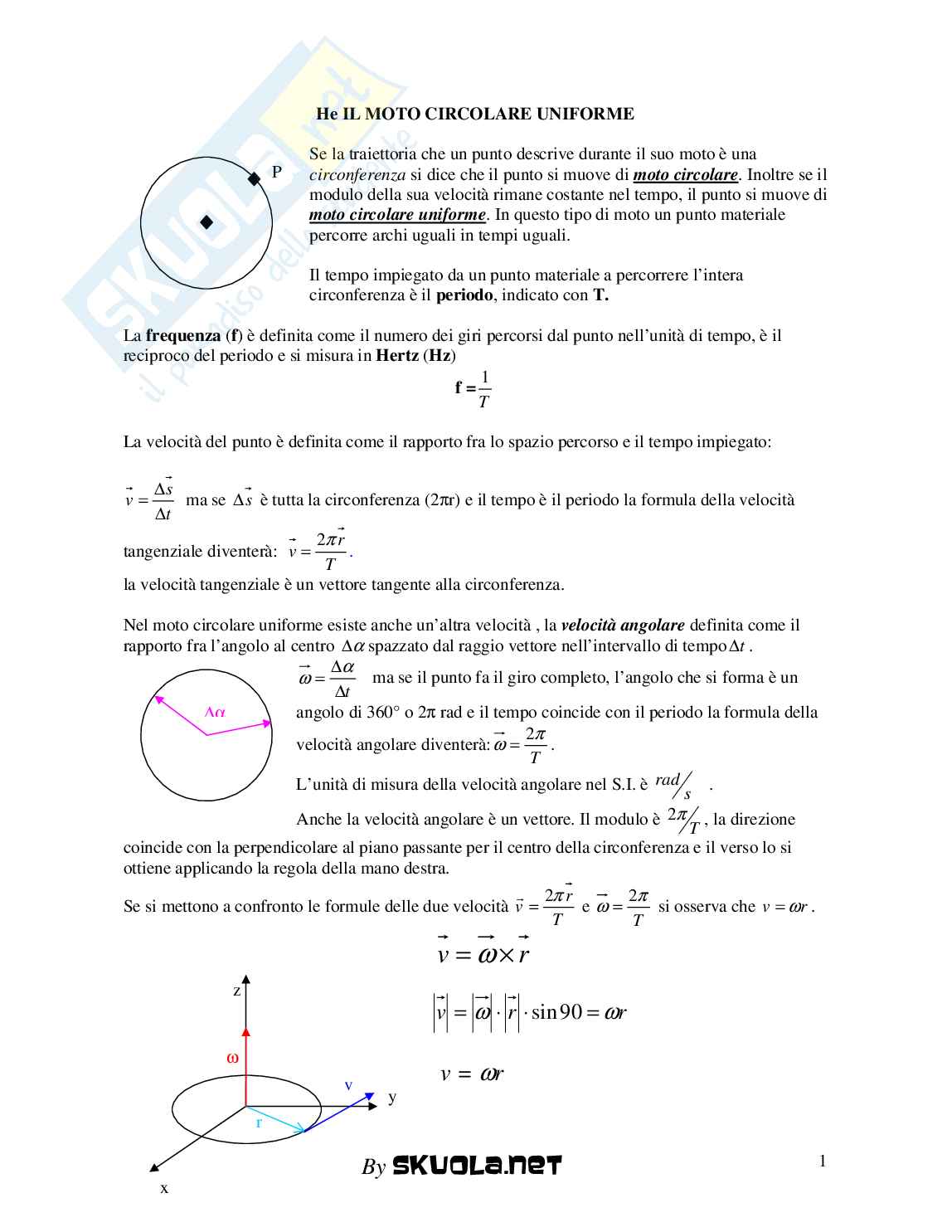Moto circolare uniforme Pag. 1