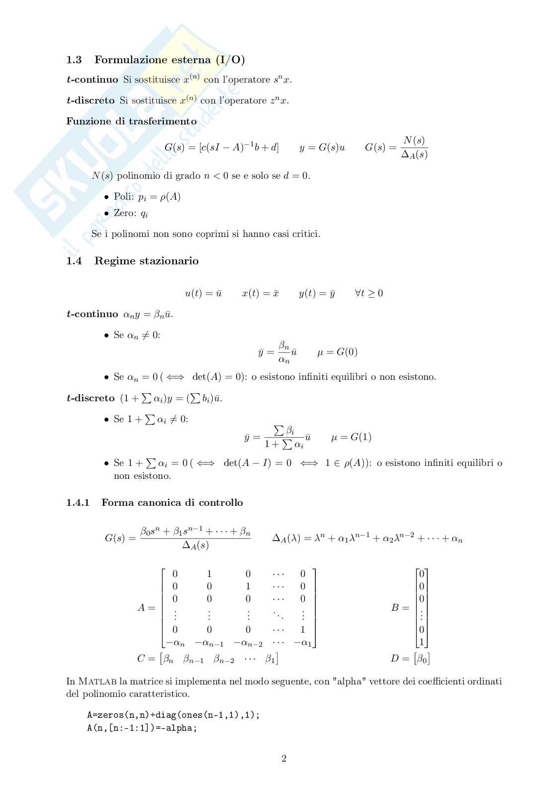 Formulario Fondamenti di Automatica Pag. 2
