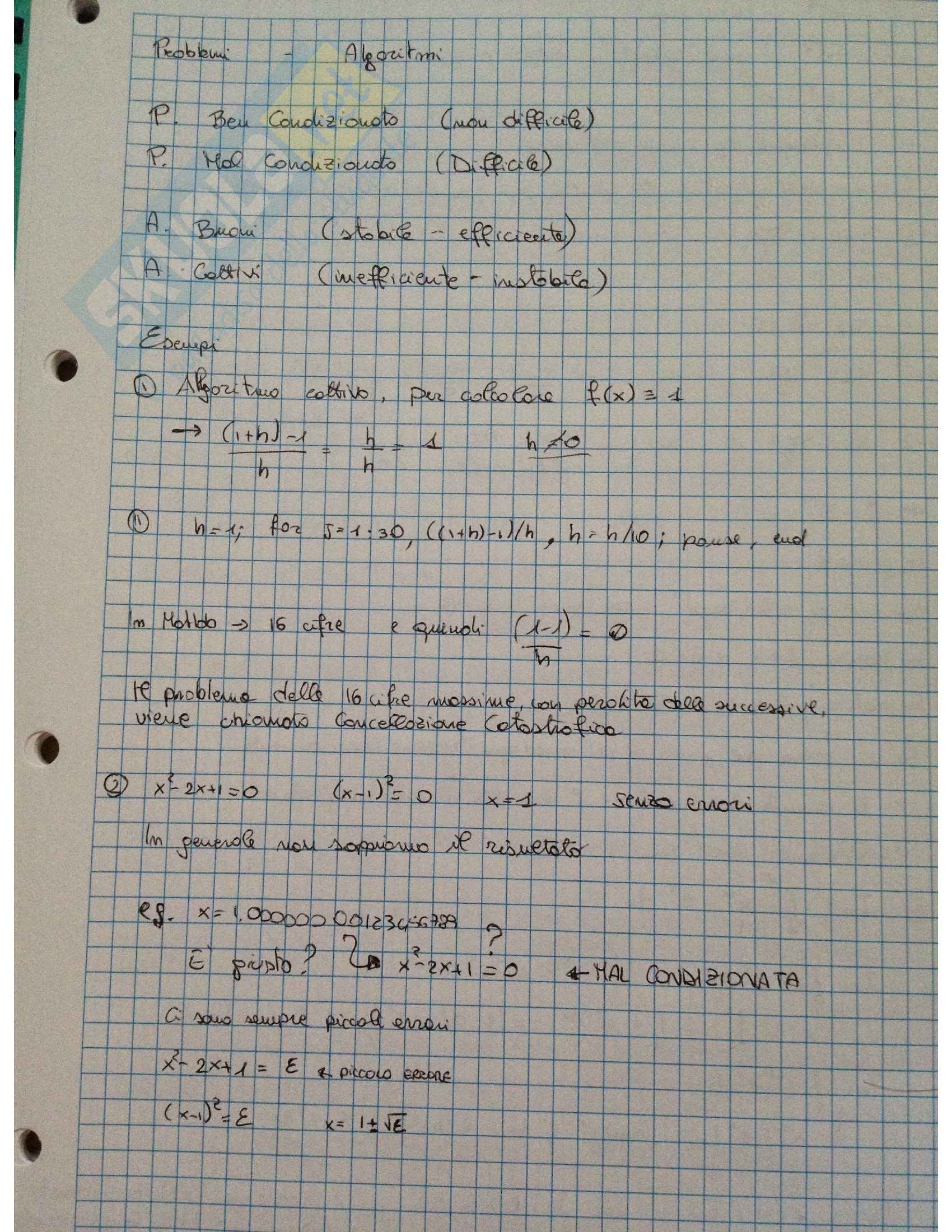 Calcolo numerico - Appunti Pag. 1