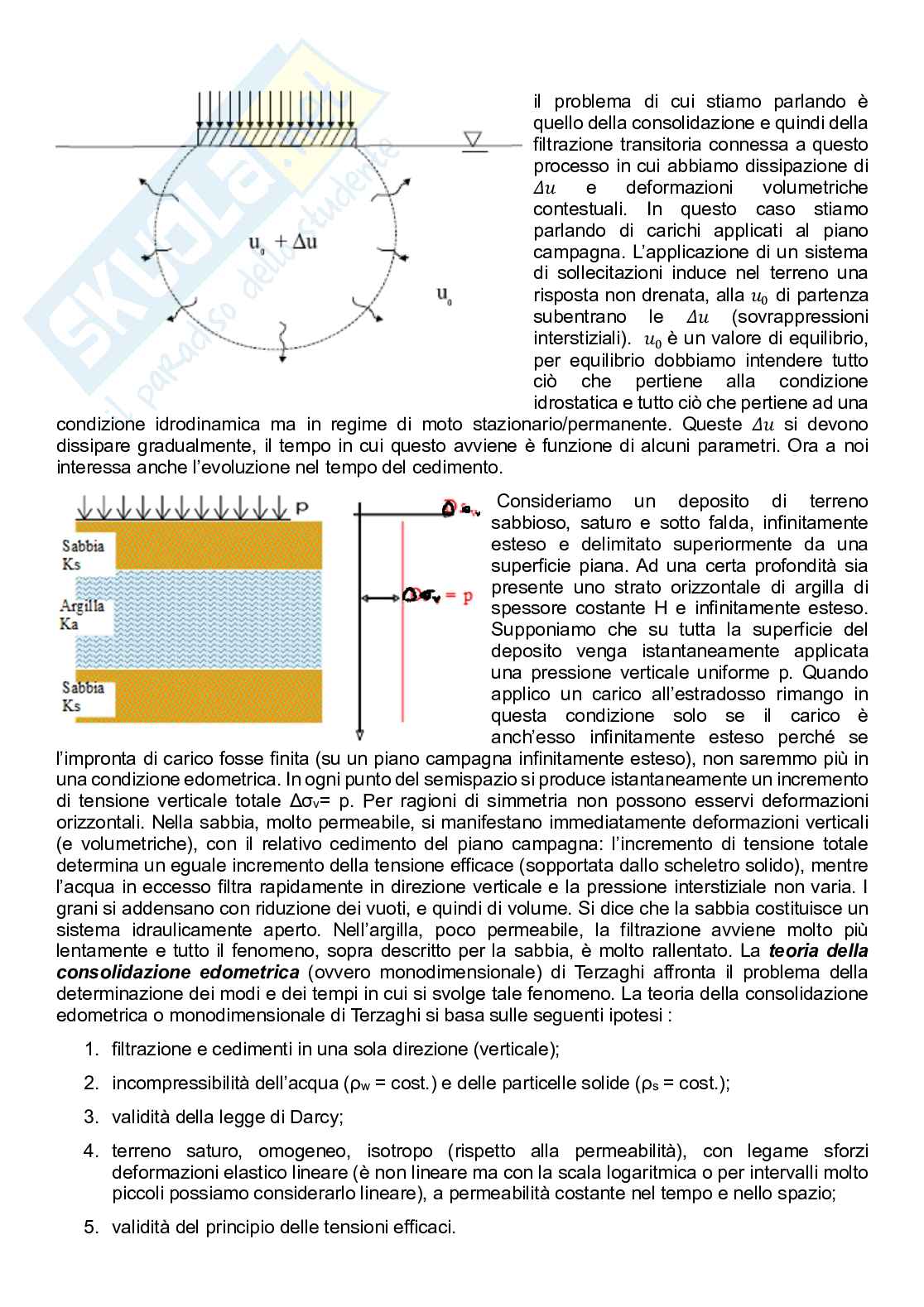 Teoria della consolidazione monodimensionale di Terzaghi Pag. 1