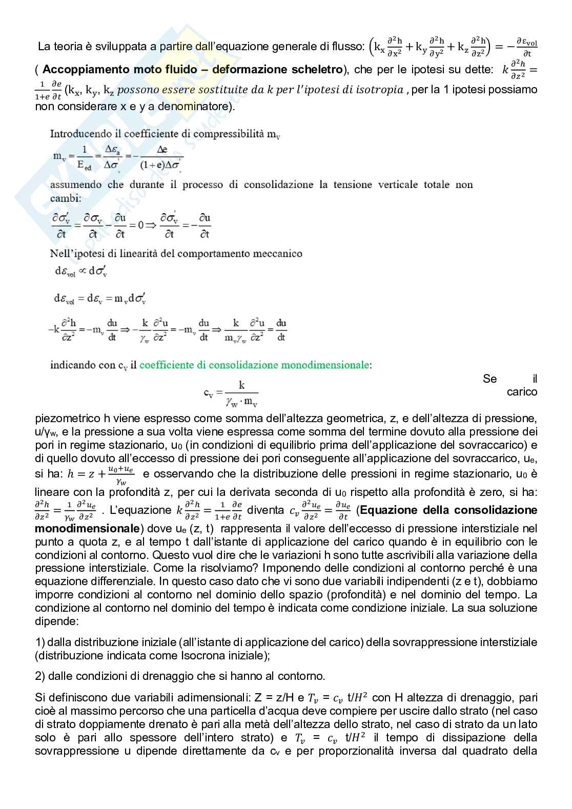 Teoria della consolidazione monodimensionale di Terzaghi Pag. 2