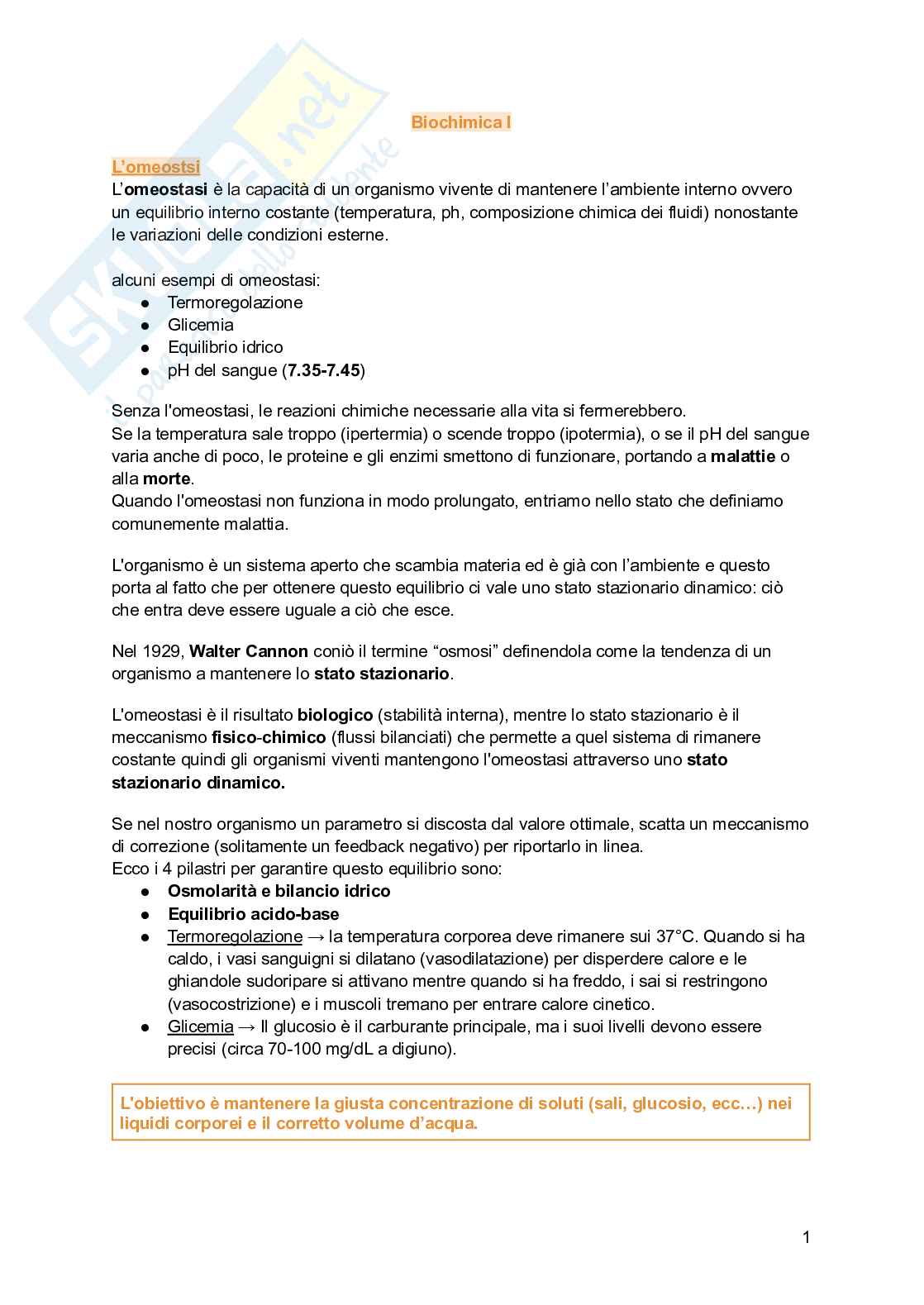 Biochimica I (2025/2026) Pag. 1