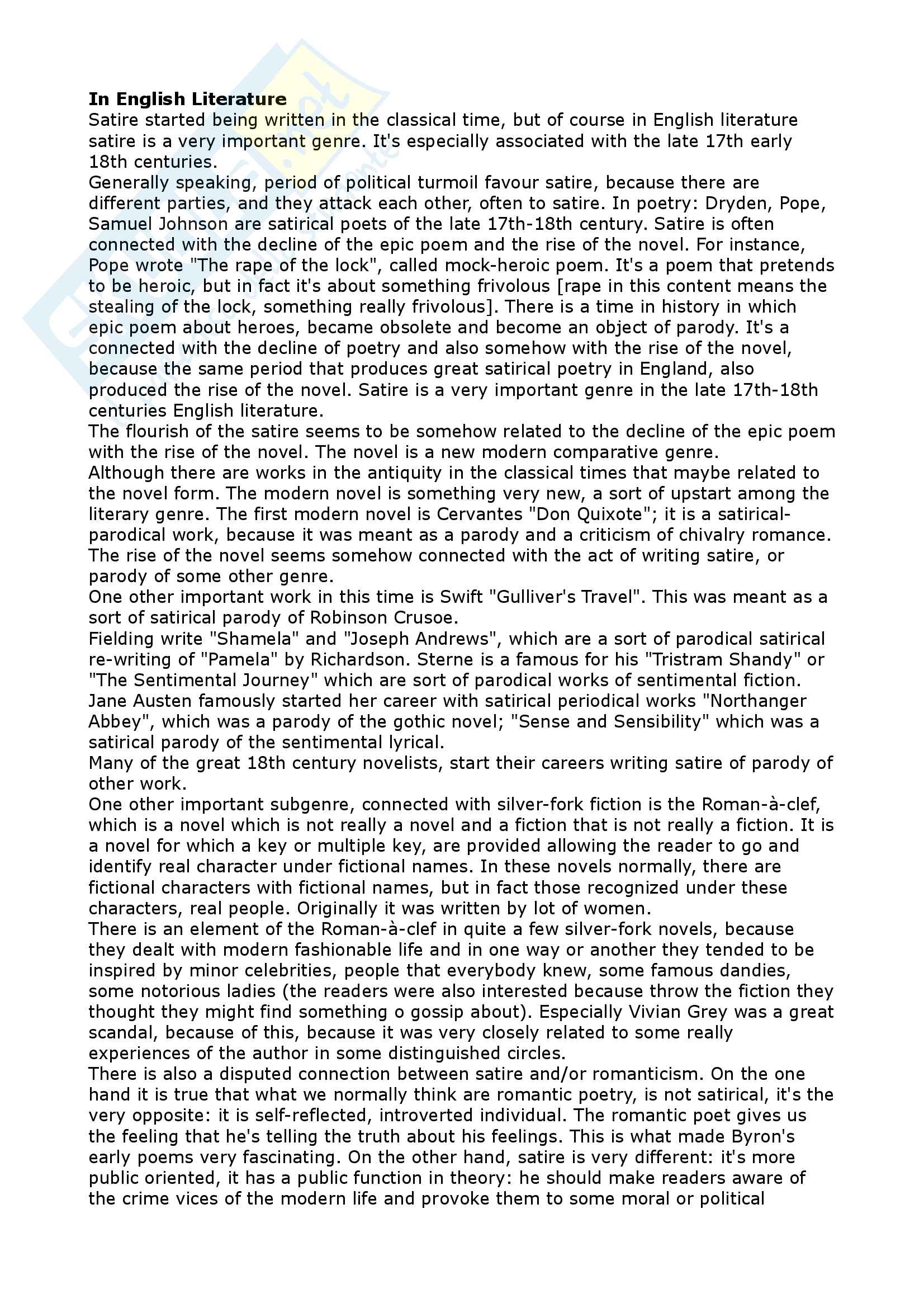 Riassunto esame Letteratura Inglese, prof. Villa, libro consigliato The Silver Fork Novel, Copeland Pag. 41