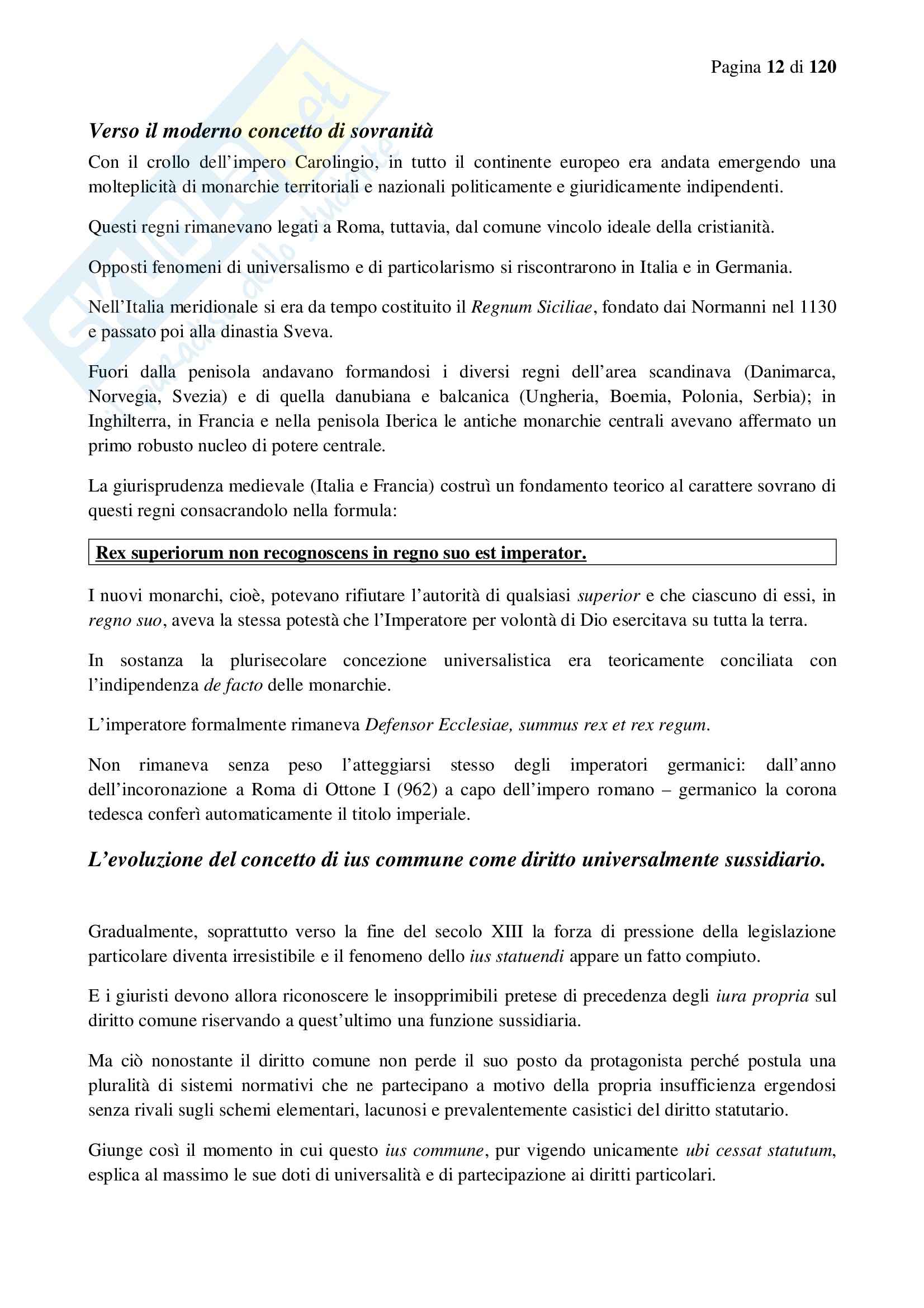Riassunto esame Diritto Comune, prof. Speciale, libro consigliato Storia del Diritto Moderno in Europa, Cavanna Pag. 11