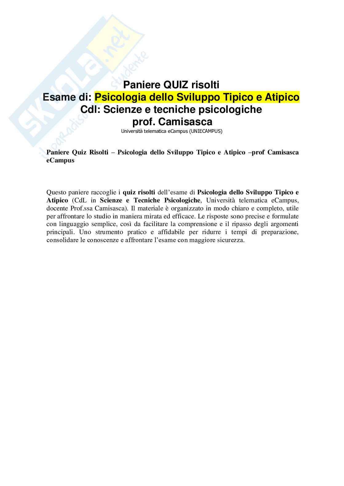 Psicologia dello sviluppo tipico e atipico Pag. 1