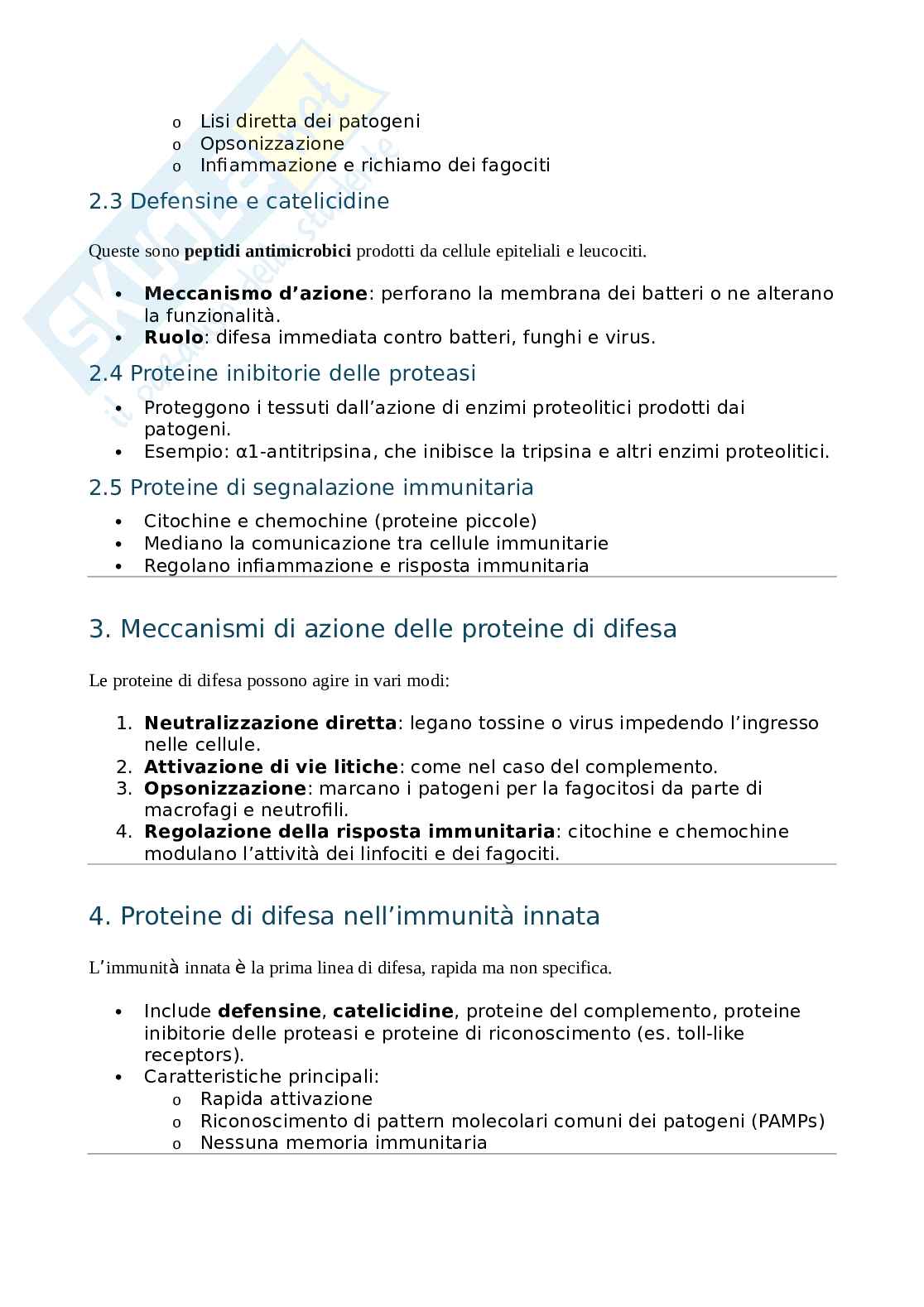 Proteine di difesa e loro funzionamento  Pag. 2