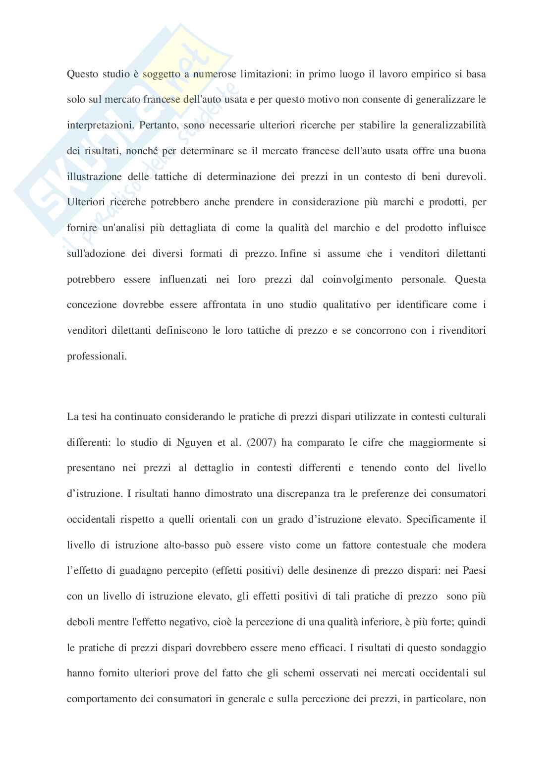 Strategie di pricing: il tema degli odd ending prices Pag. 31