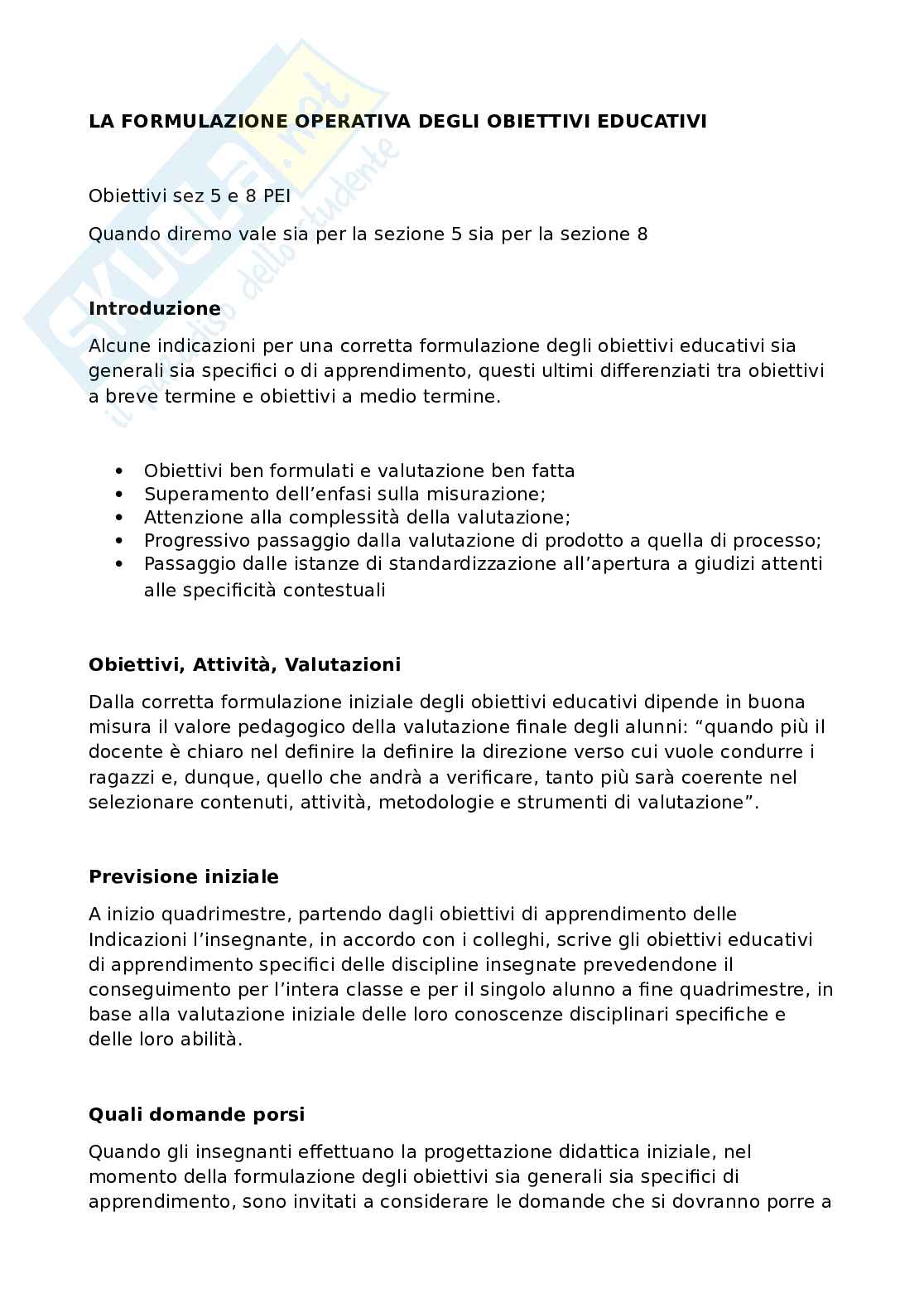 Formulazione obiettivi educativi Pag. 1