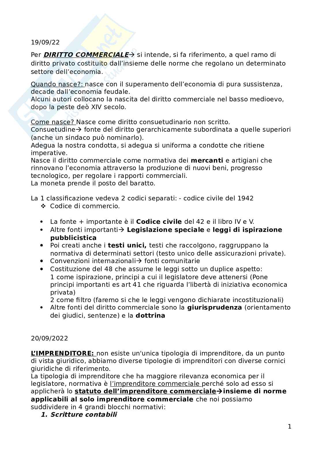 Diritto commerciale Pag. 1