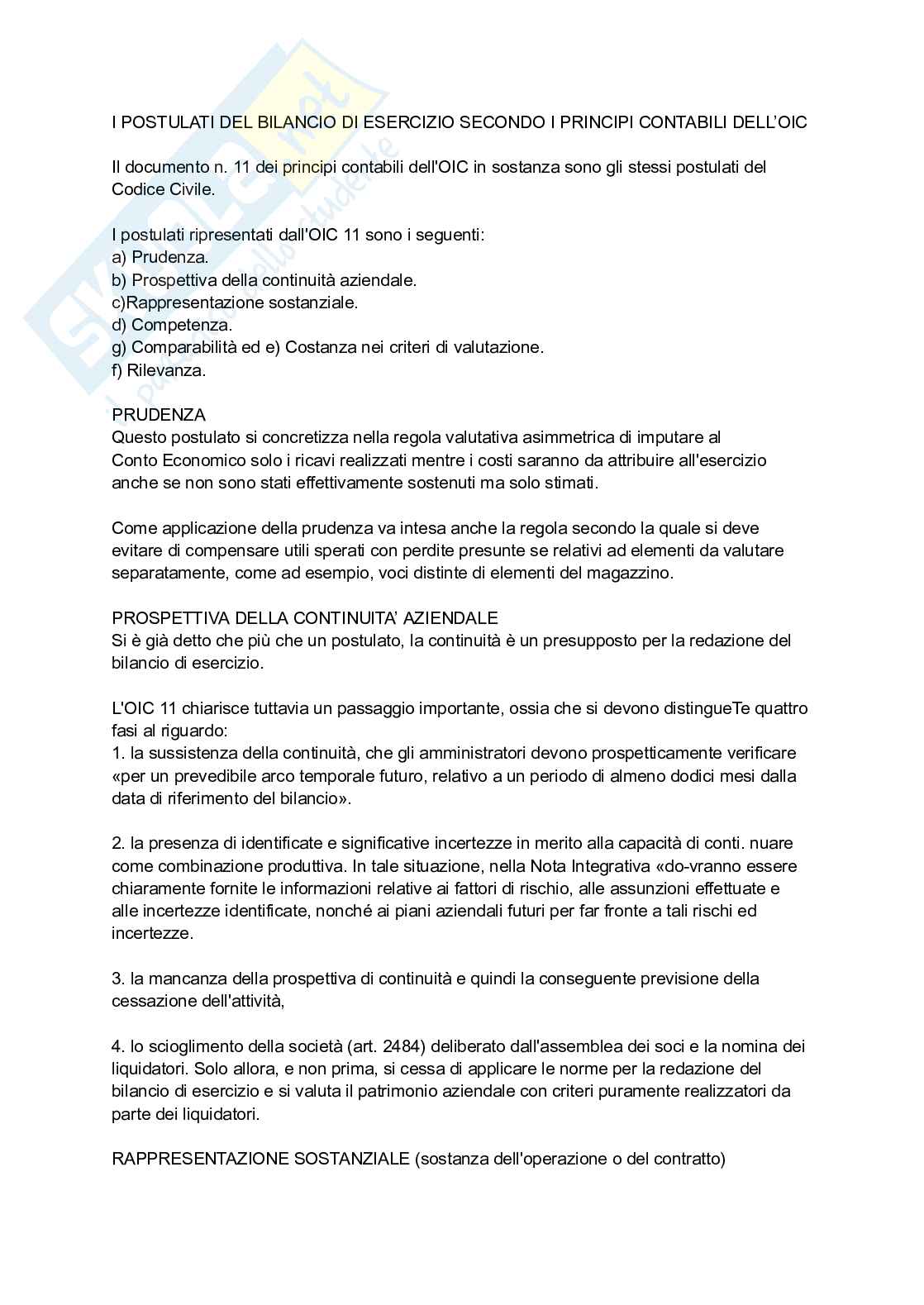 Principi contabili nazionali emessi dall’oic e schemi di bilancio Pag. 1