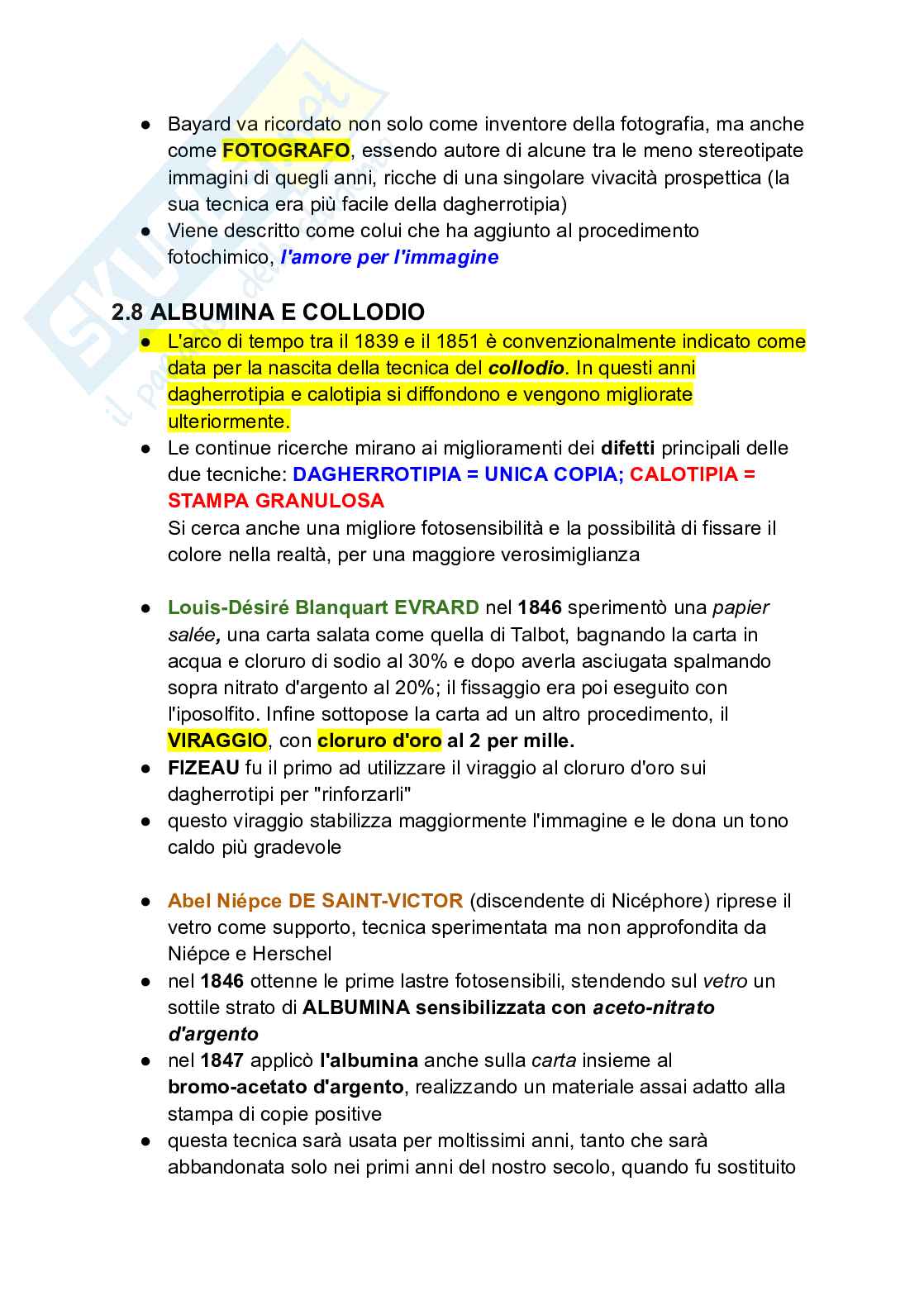 Riassunto esame Storia della fotografia 1, Prof. Rossetti Carla, libro consigliato Storia e tecnica della fotografia, Zannier Pag. 11