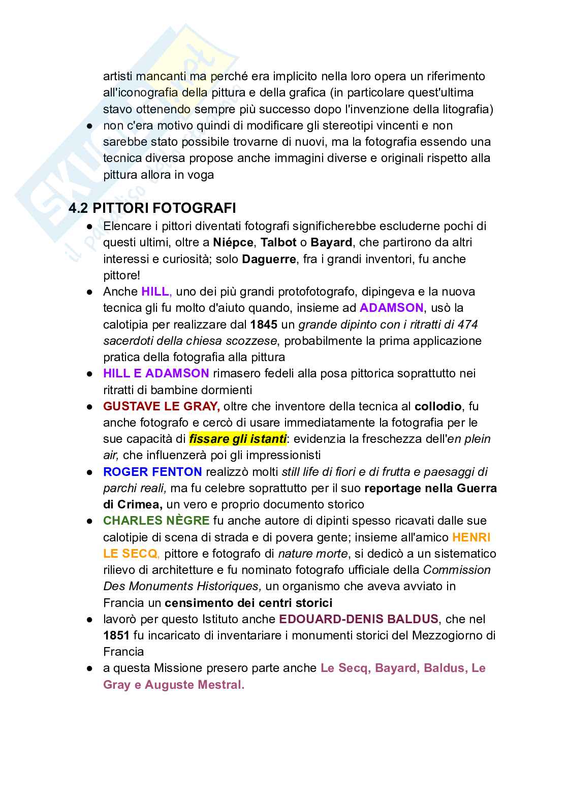 Riassunto esame Storia della fotografia 1, Prof. Rossetti Carla, libro consigliato Storia e tecnica della fotografia, Zannier Pag. 26