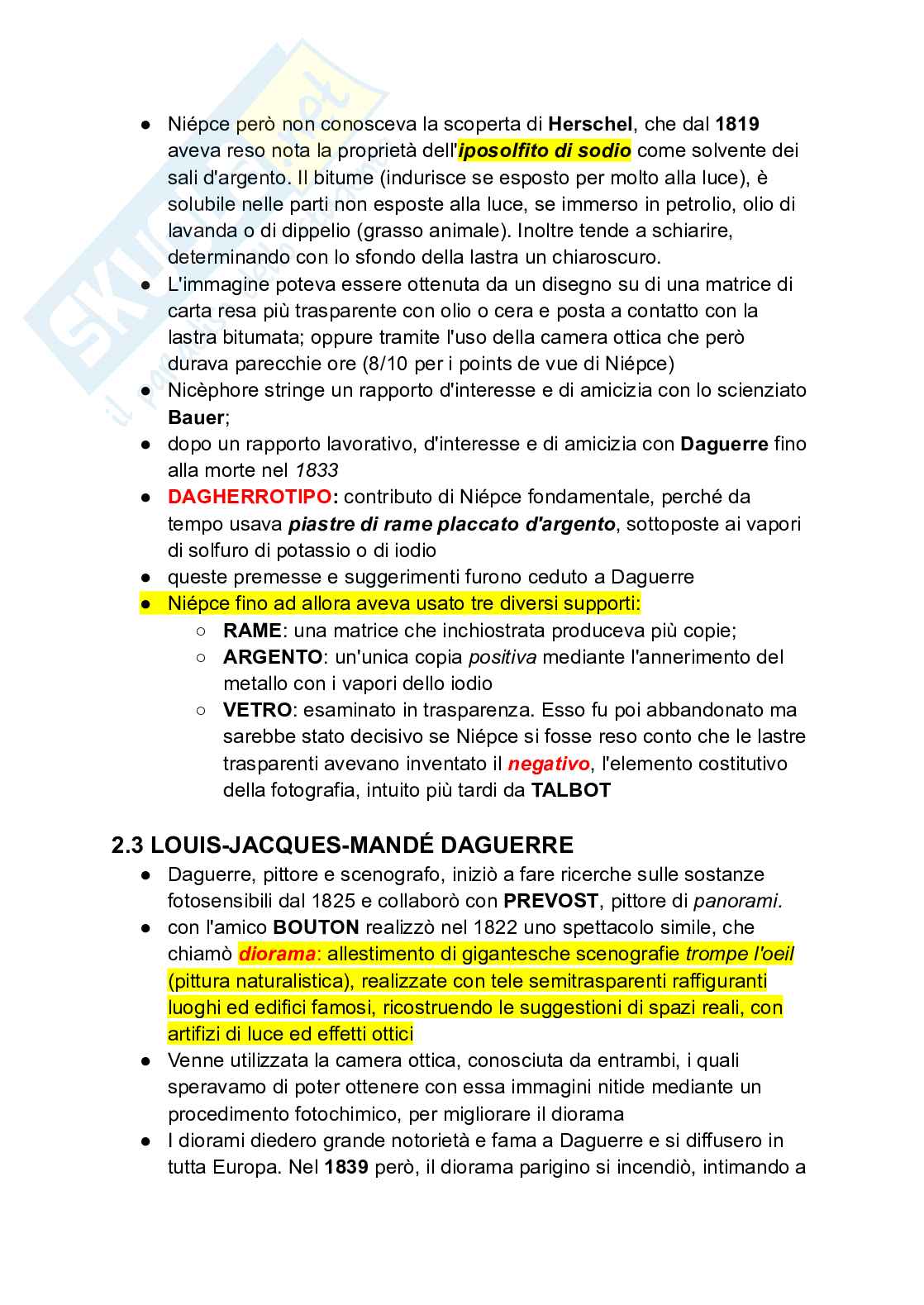 Riassunto esame Storia della fotografia 1, Prof. Rossetti Carla, libro consigliato Storia e tecnica della fotografia, Zannier Pag. 6
