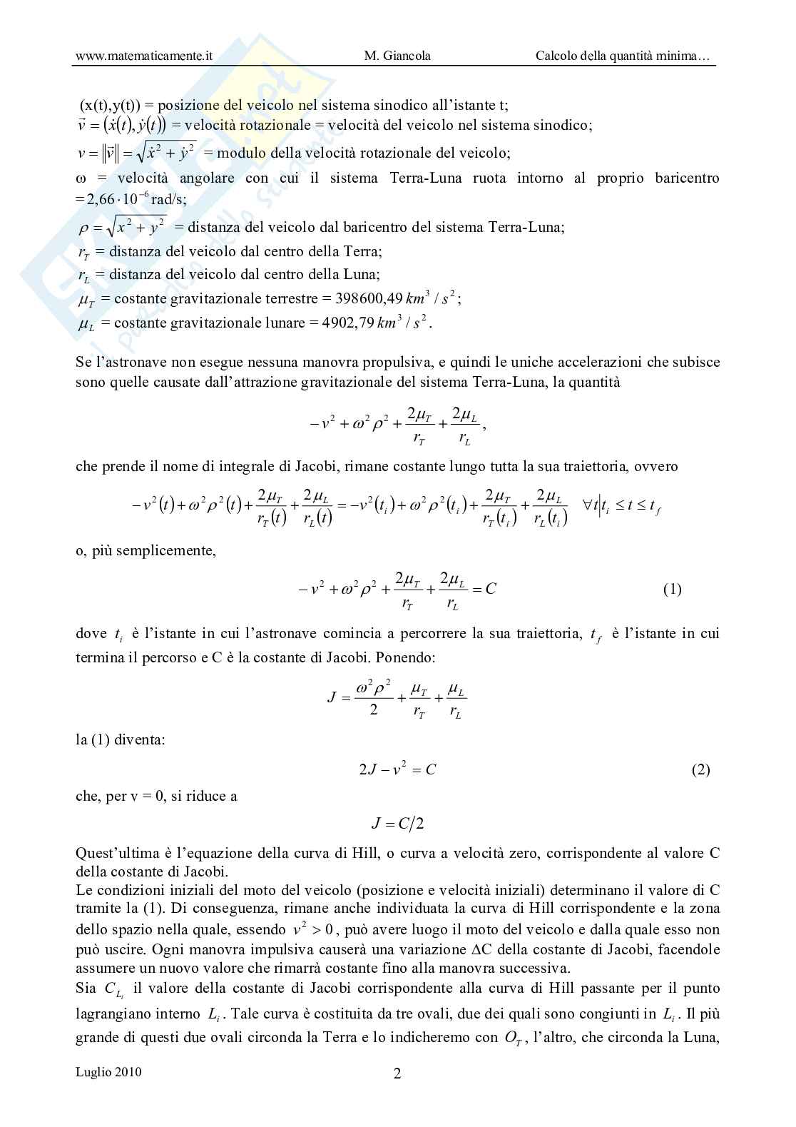 Calcolo quantità propellente per raggiungere la Luna: ottimizza le missioni spaziali Pag. 2