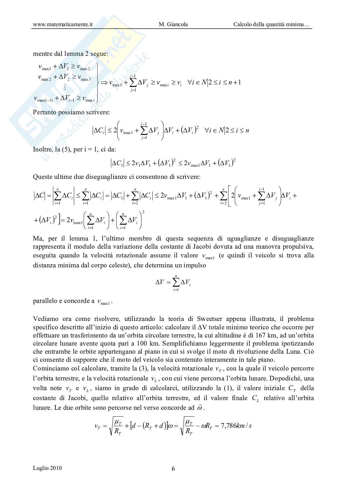 Calcolo quantità propellente per raggiungere la Luna: ottimizza le missioni spaziali Pag. 6