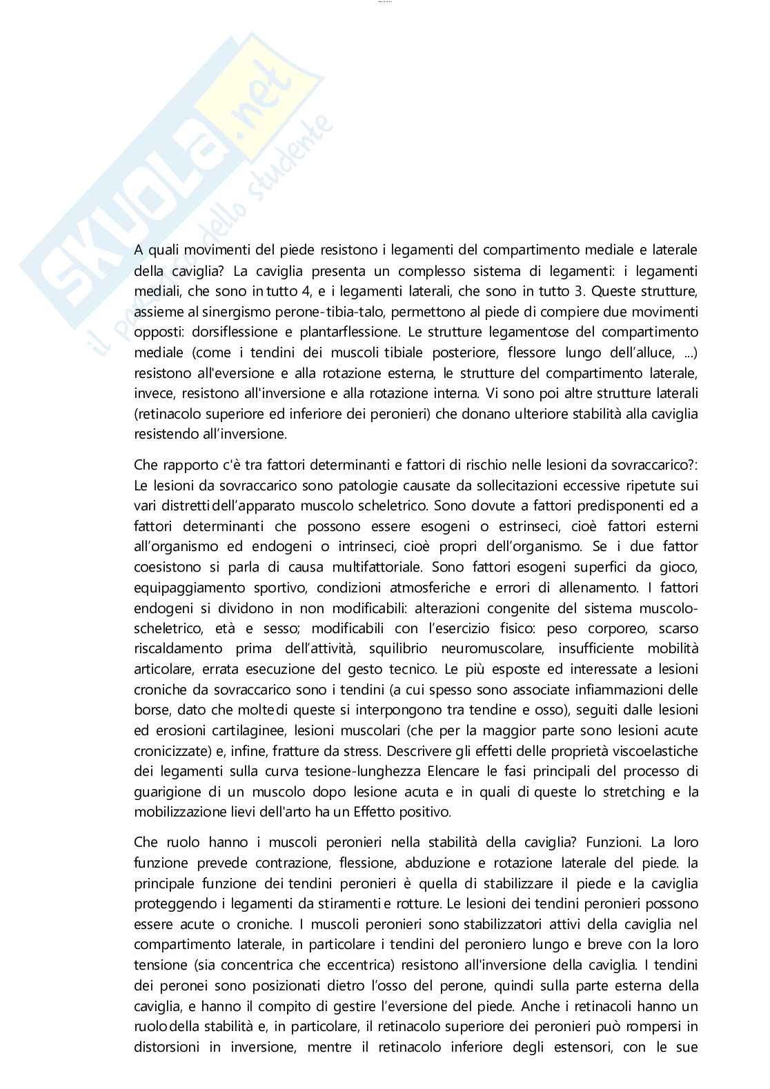 Risposte domande aperte Traumatologia dell'apparato locomotore aggiornate al 2023 Pag. 2