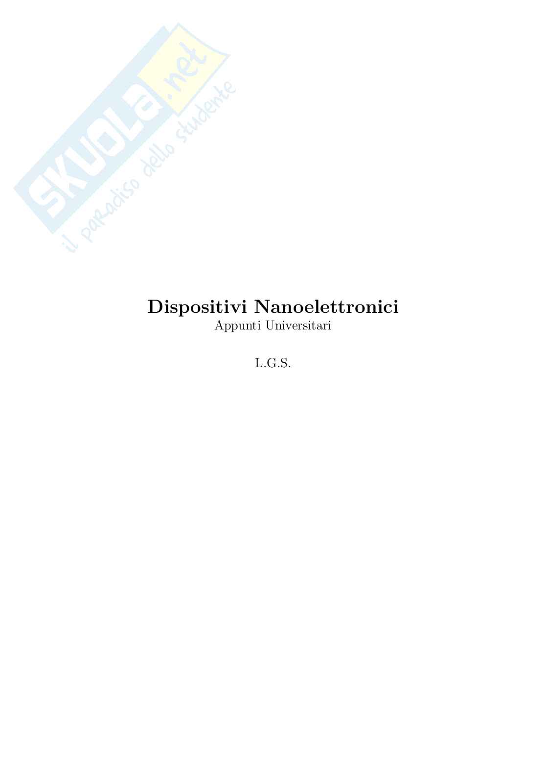 Dispositivi nanoelettronici – Appunti completi  Pag. 1