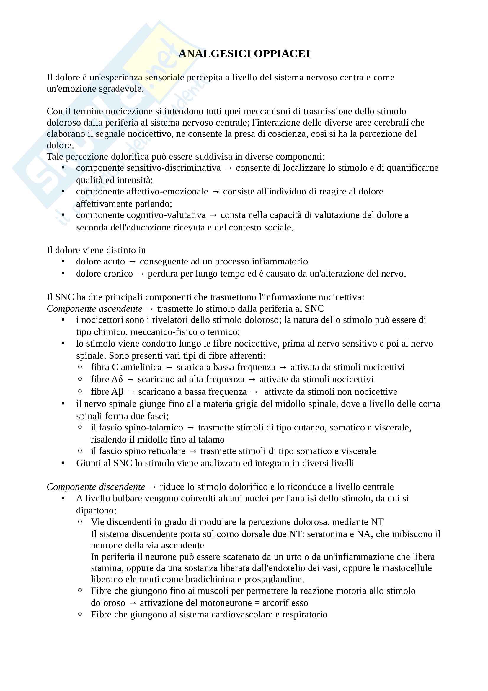 Analgesici oppiacei Pag. 1