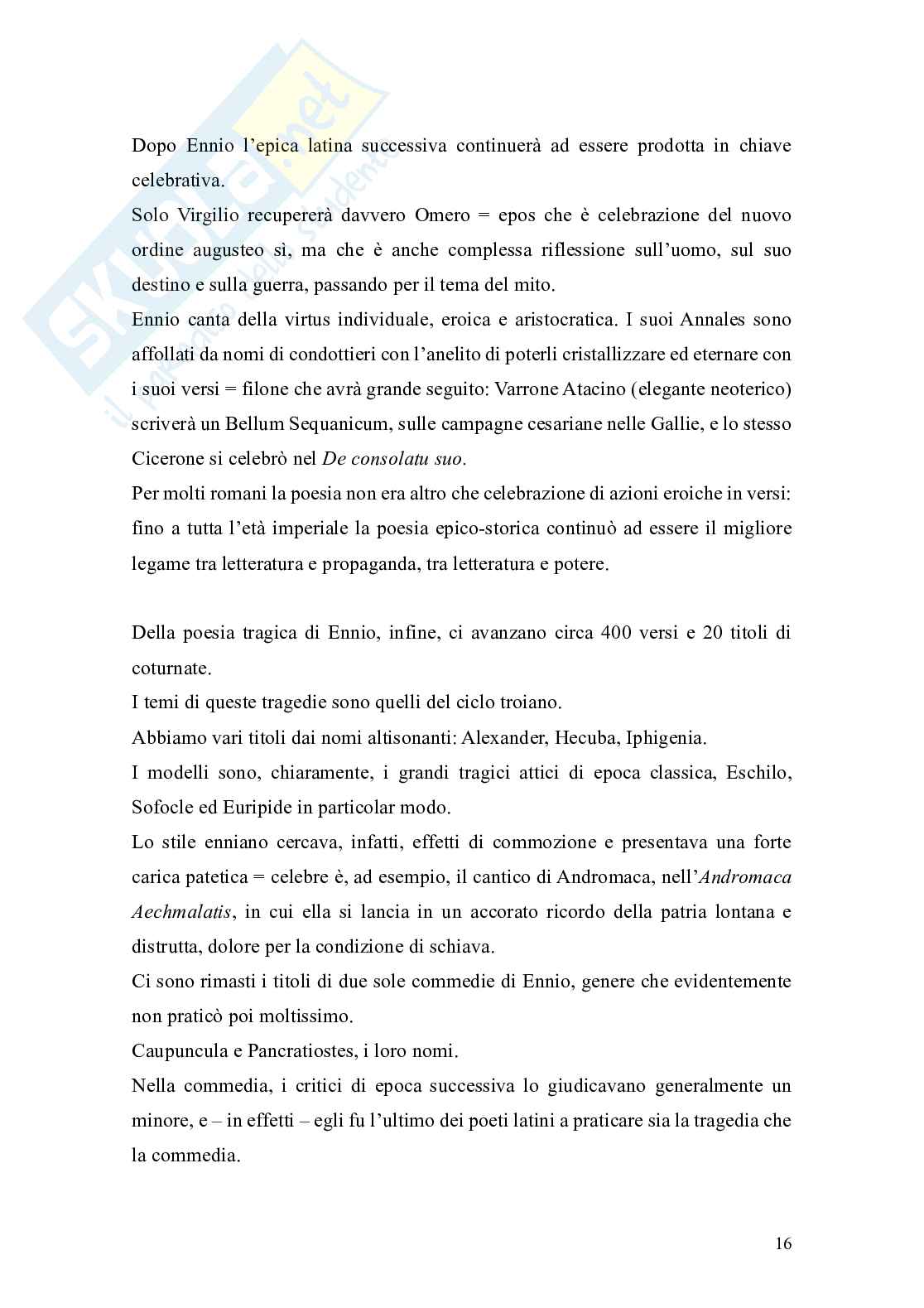 Riassunto esame Lingua e letteratura latina, Prof. Munzi Luigi, libro consigliato Letteratura latina, Conte Pag. 16
