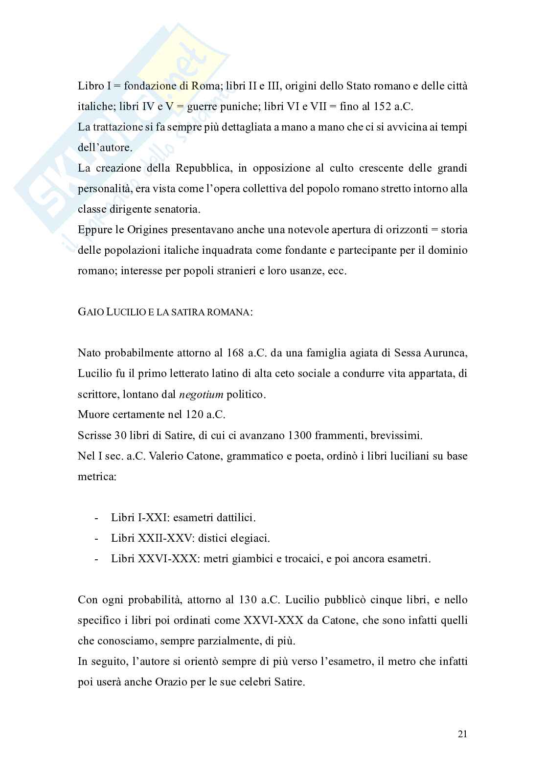 Riassunto esame Lingua e letteratura latina, Prof. Munzi Luigi, libro consigliato Letteratura latina, Conte Pag. 21