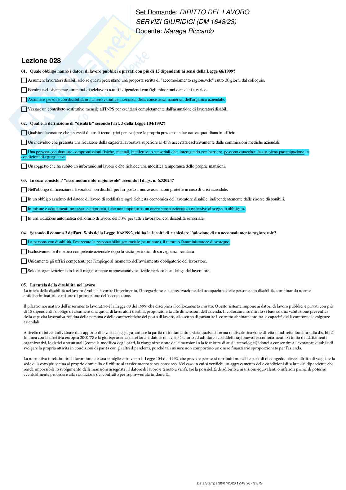 Paniere nuovo (2026) completo di Diritto del lavoro  Pag. 31