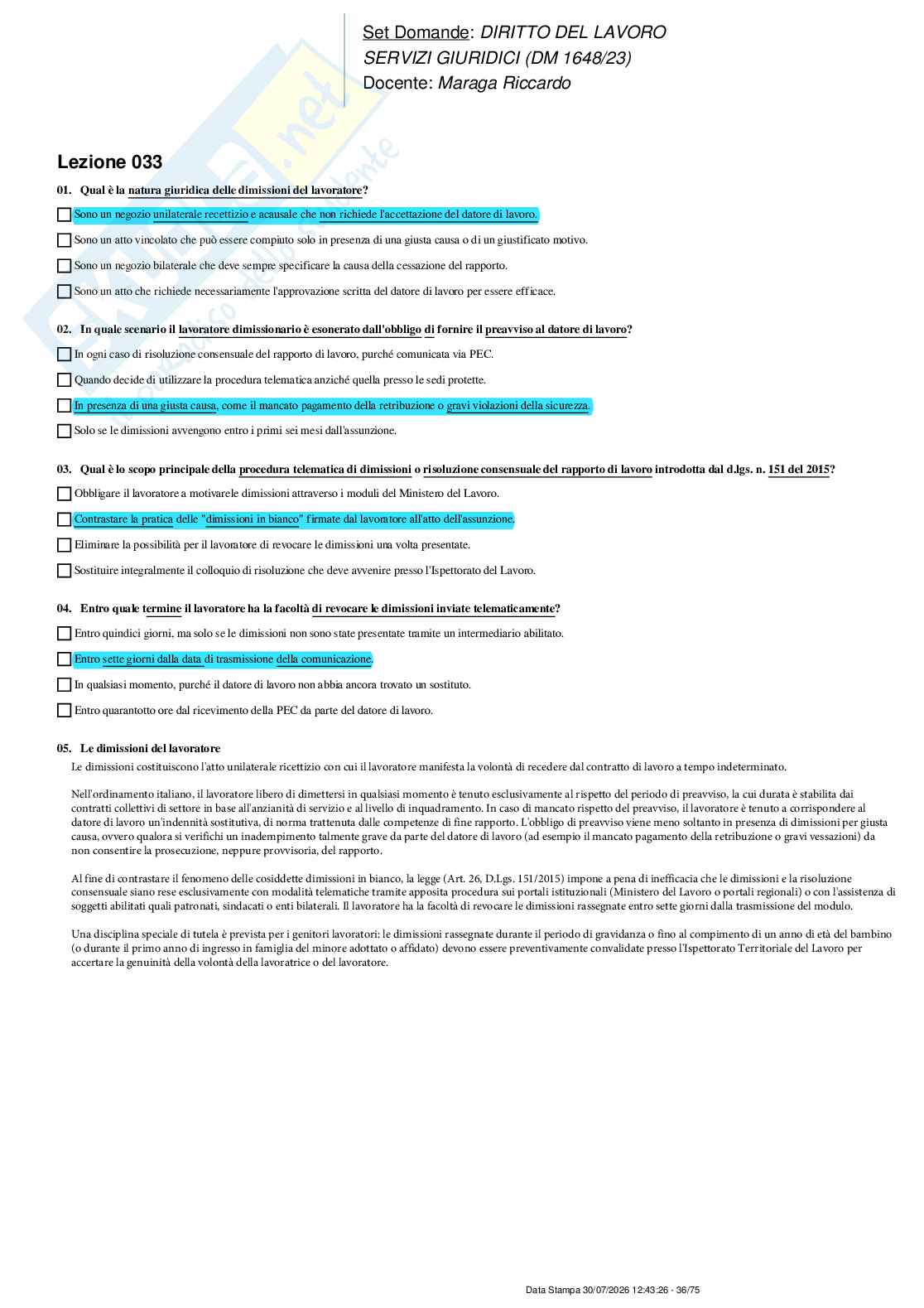 Paniere nuovo (2026) completo di Diritto del lavoro  Pag. 36