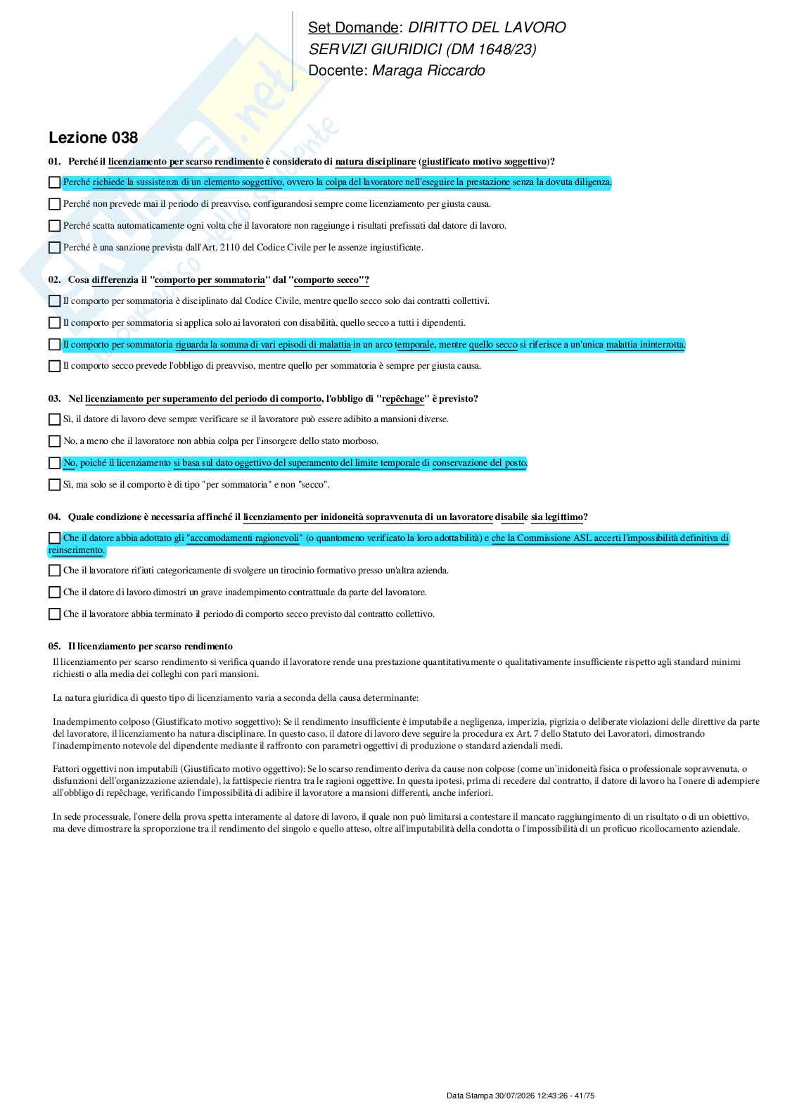 Paniere nuovo (2026) completo di Diritto del lavoro  Pag. 41