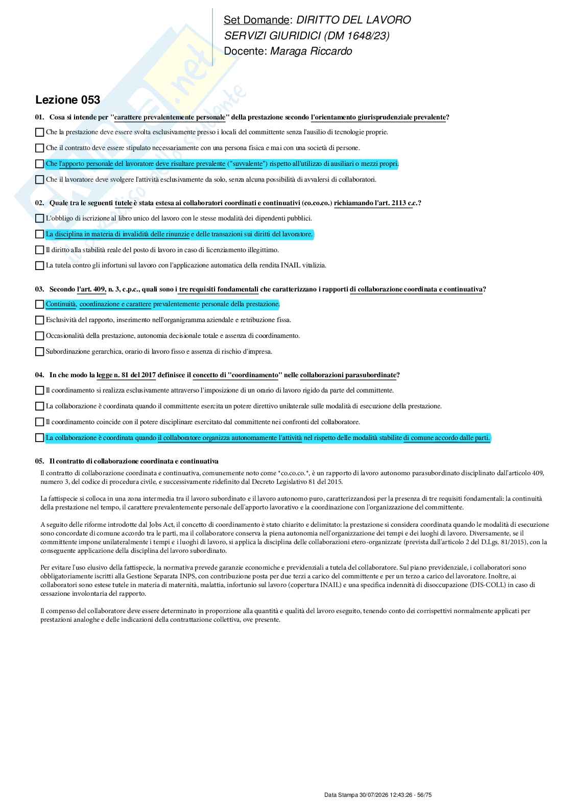 Paniere nuovo (2026) completo di Diritto del lavoro  Pag. 56